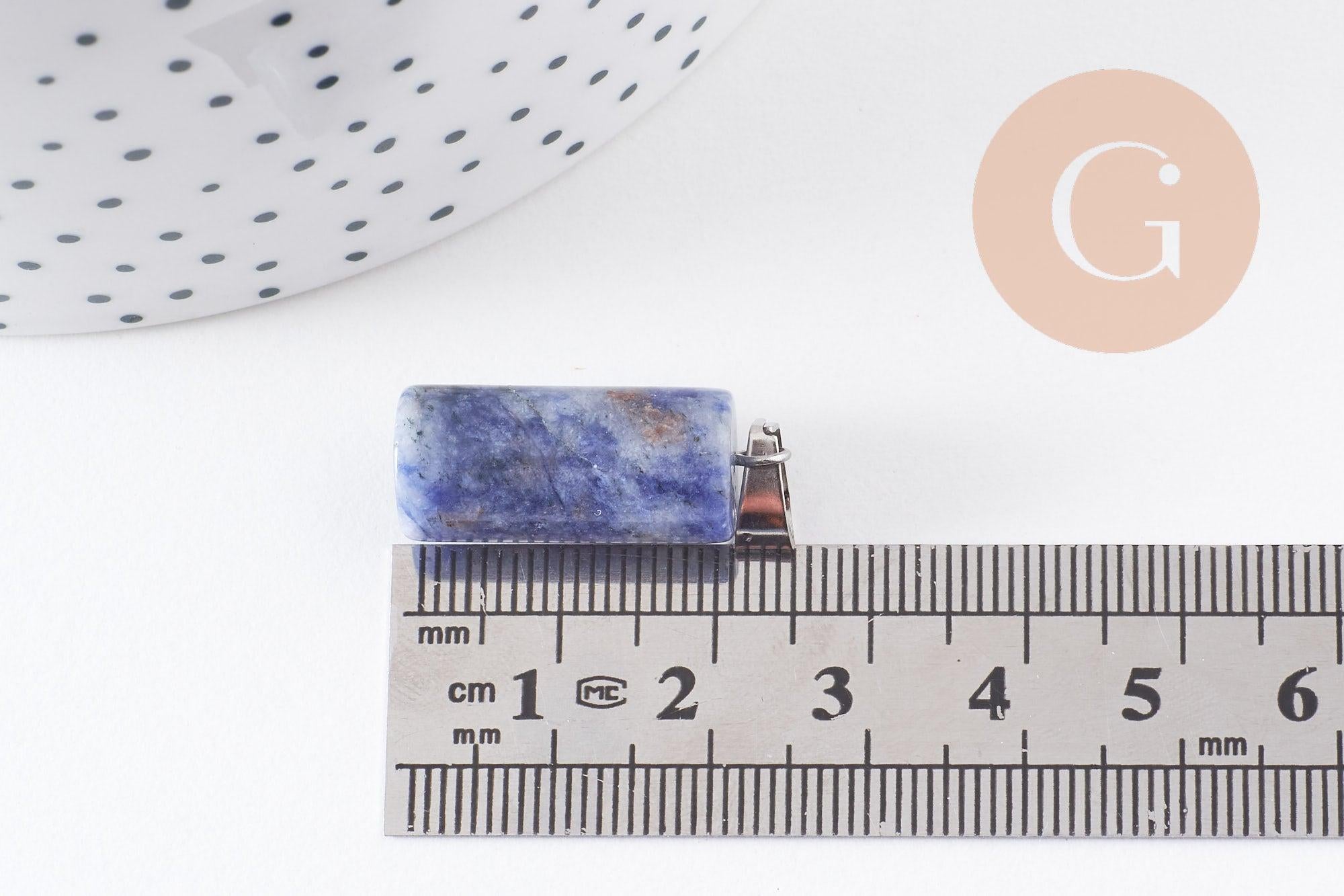 Gingerlily Pendentif DIY Colonne Jaspe Bleu Acier 25mm x1