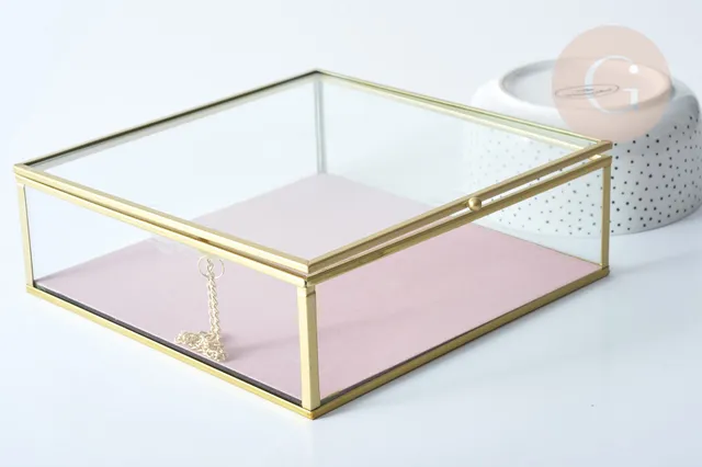 Gingerlily Rangement G8547 boîte verre carrée 20cm verte