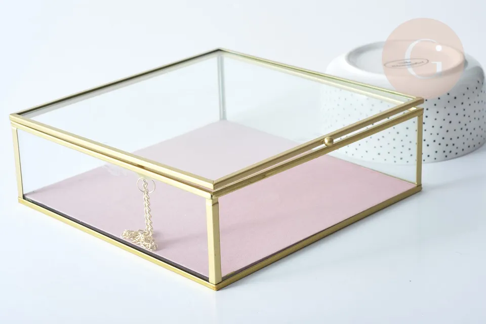 Gingerlily Rangement G8547 boîte verre carrée 20cm verte