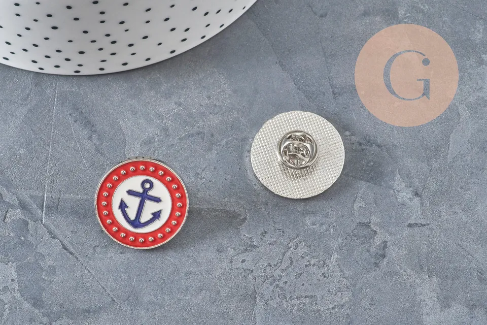 Gingerlily Perles G11237 broche pin's écusson marin ancre 25mm