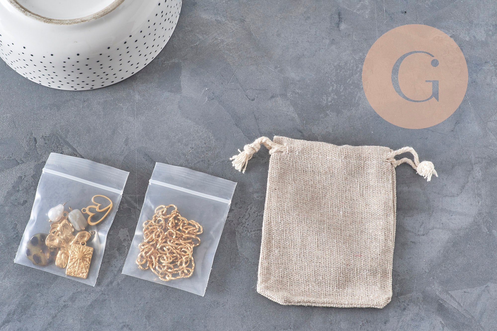 Gingerlily G11290 kit collier breloques acier doré