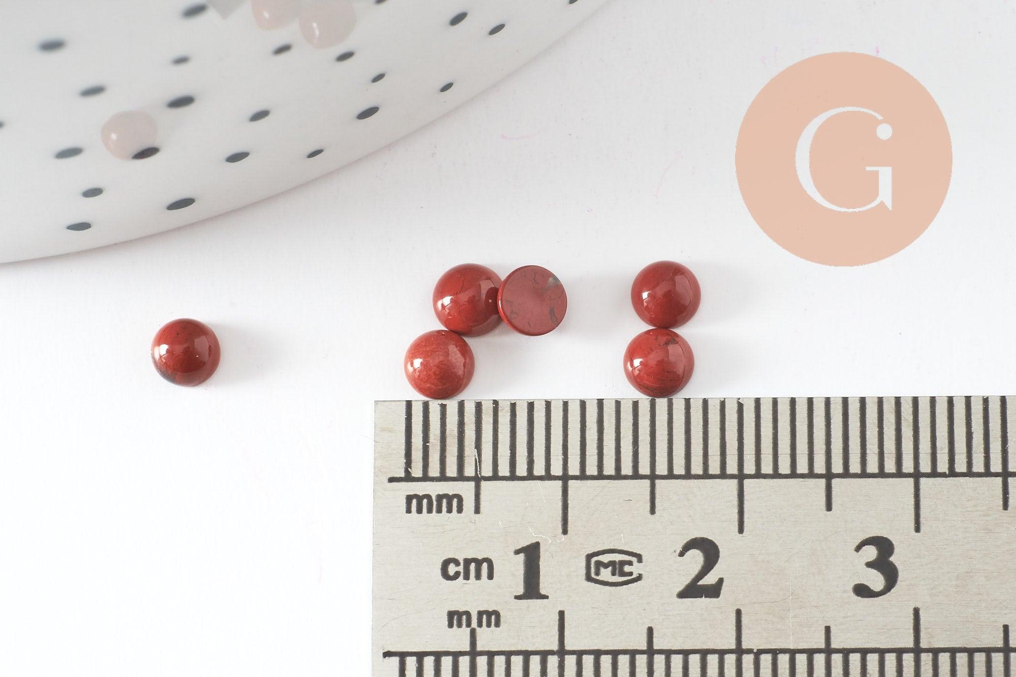 Gingerlily Pierres DIY Cabochon Jaspe Rouge Rond 4mm