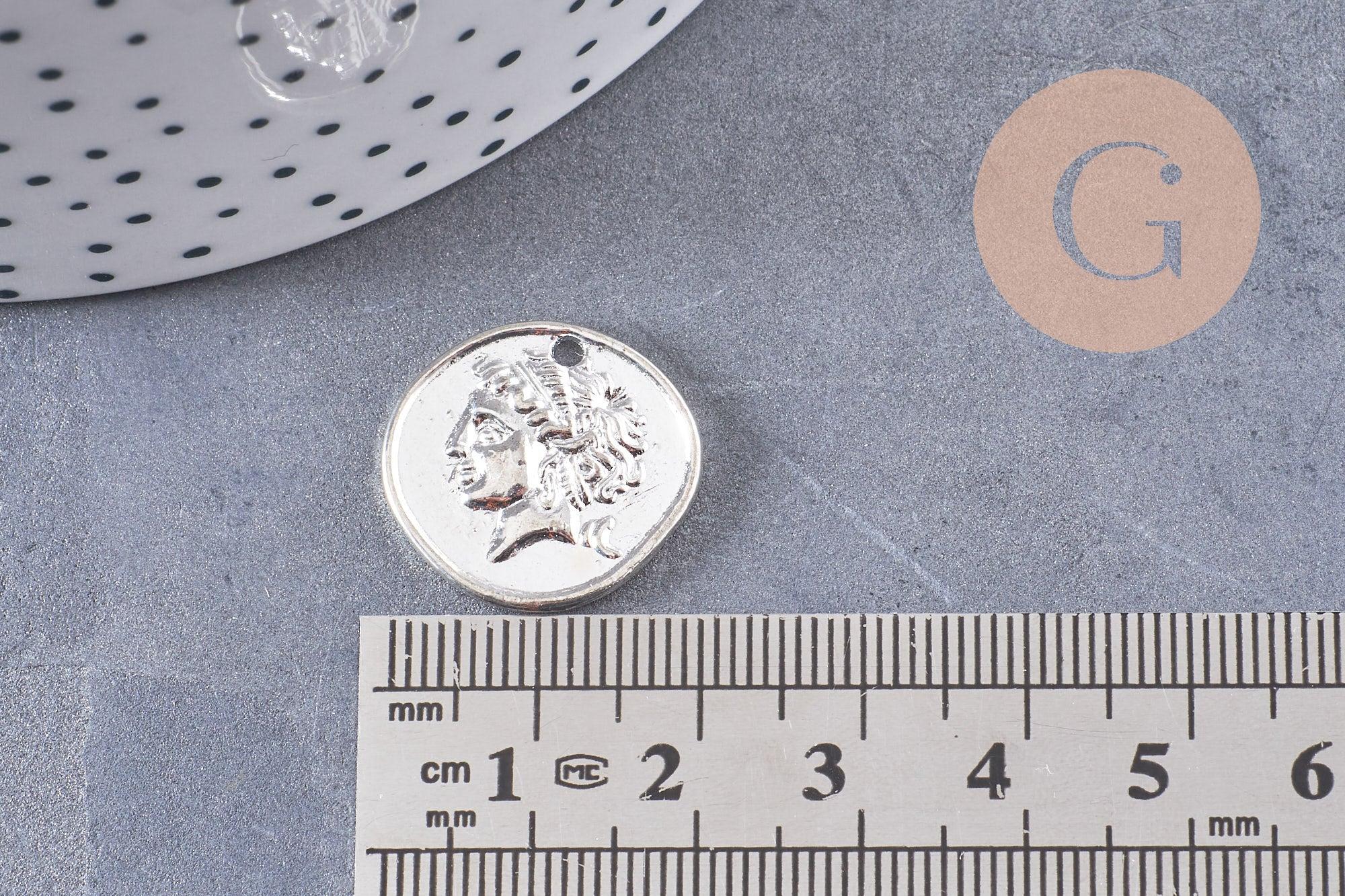 Gingerlily Perles Pendentif G1675 médaille romaine 19mm x5 argenté