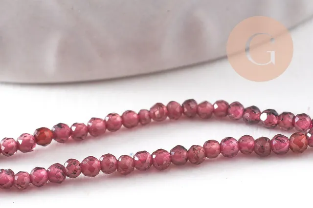 Gingerlily Perles grenat naturel G9980 perles facettées 2mm fil 38cm