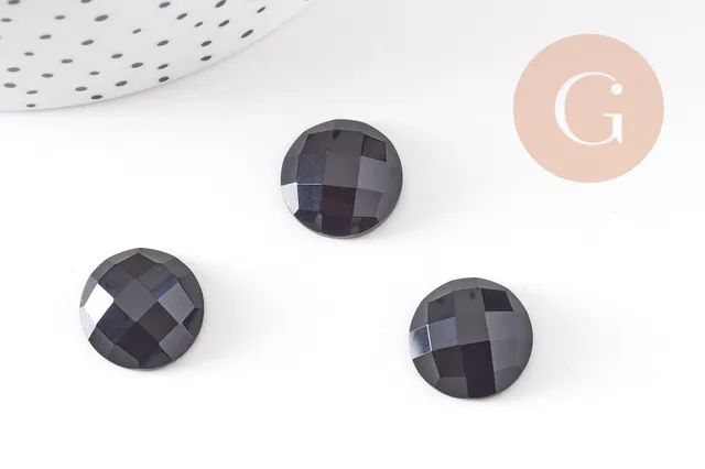 Gingerlily Cabochon obsidienne noire G10815 rond 16mm x1