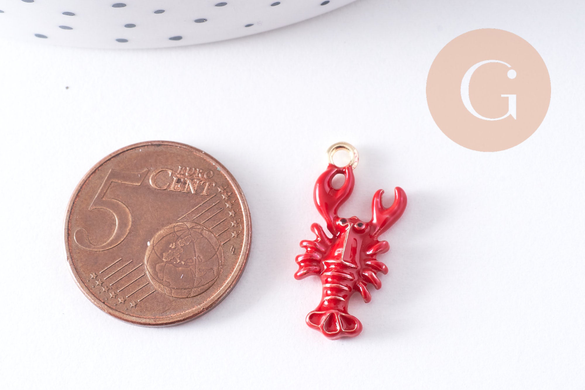 Gingerlily Perles G10619 pendentif homard rouge 21 mm
