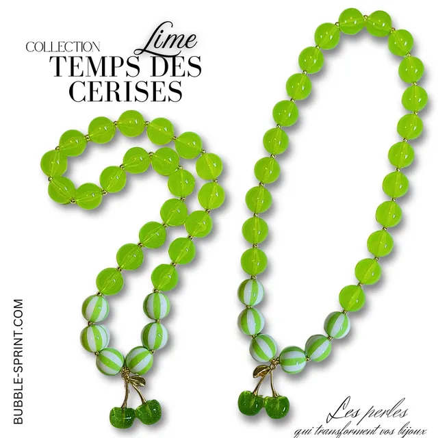ARTSHOP Temps des Cerises collier Lime monté 44cm acrylique