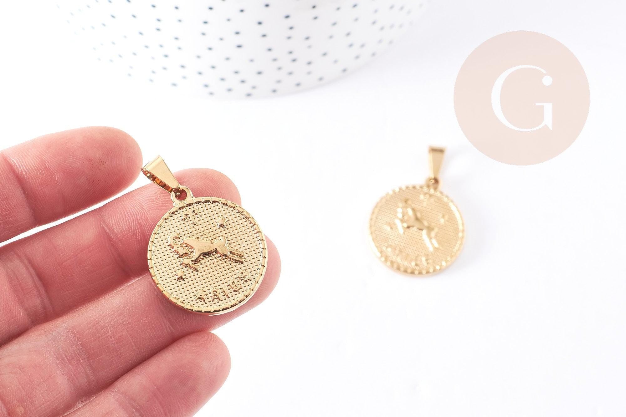Gingerlily Bijoux personnalisés G6114 médaille Bélier dorée