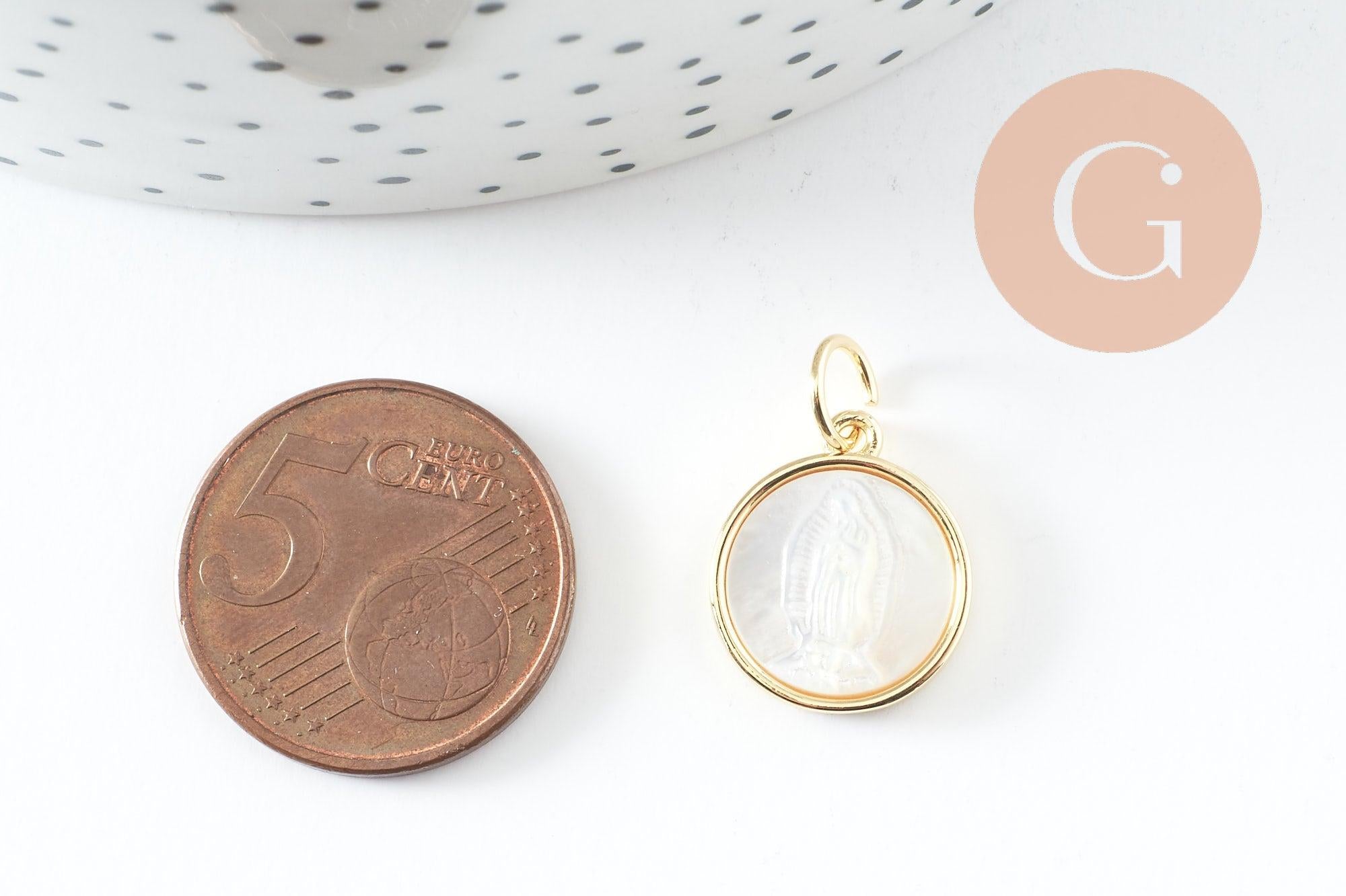 Gingerlily Pendentifs DIY Médaille Vierge Nacre Doré 16mm