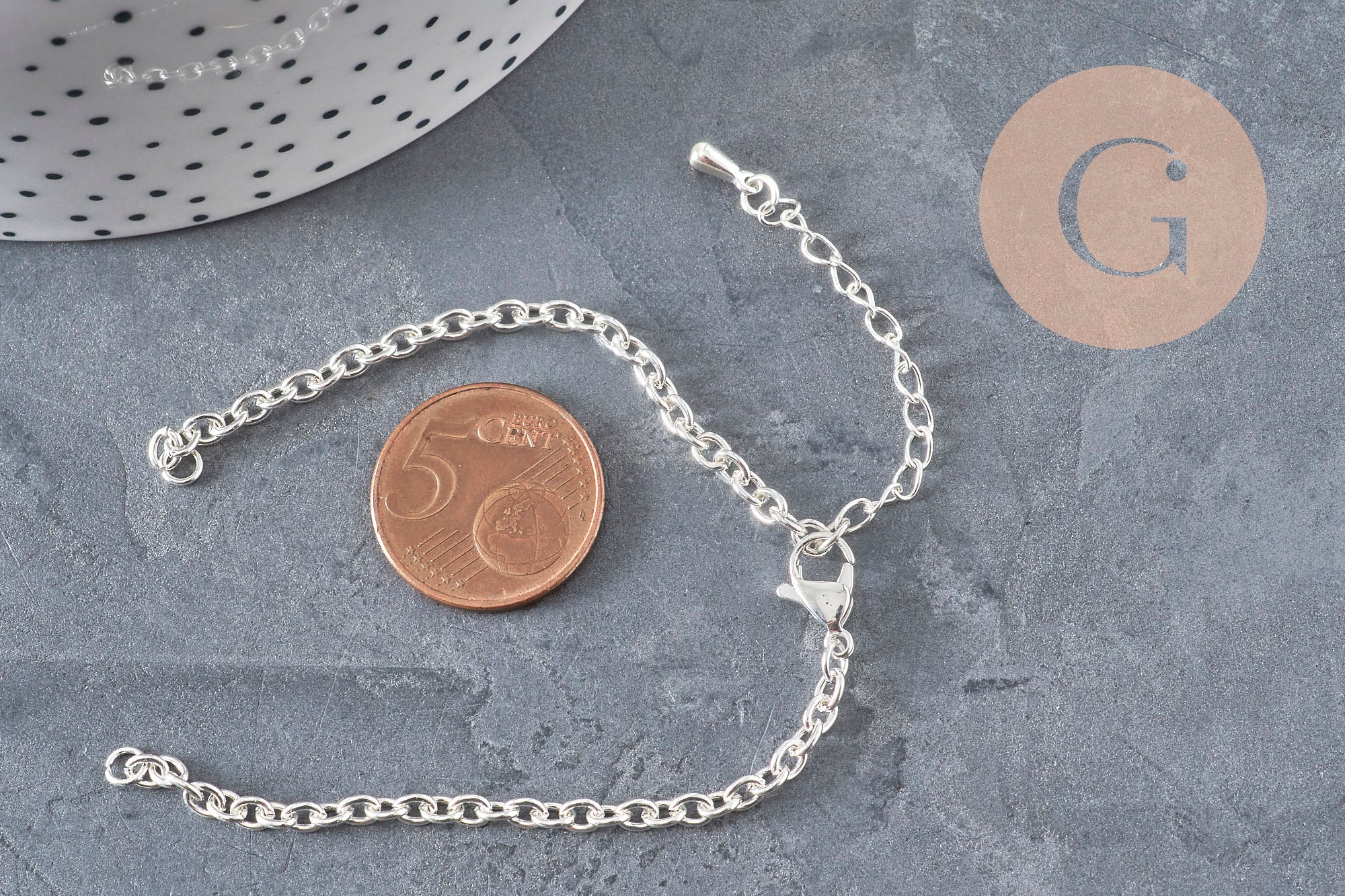 Gingerlily base bracelet chaîne forçat acier argenté 15,5cm