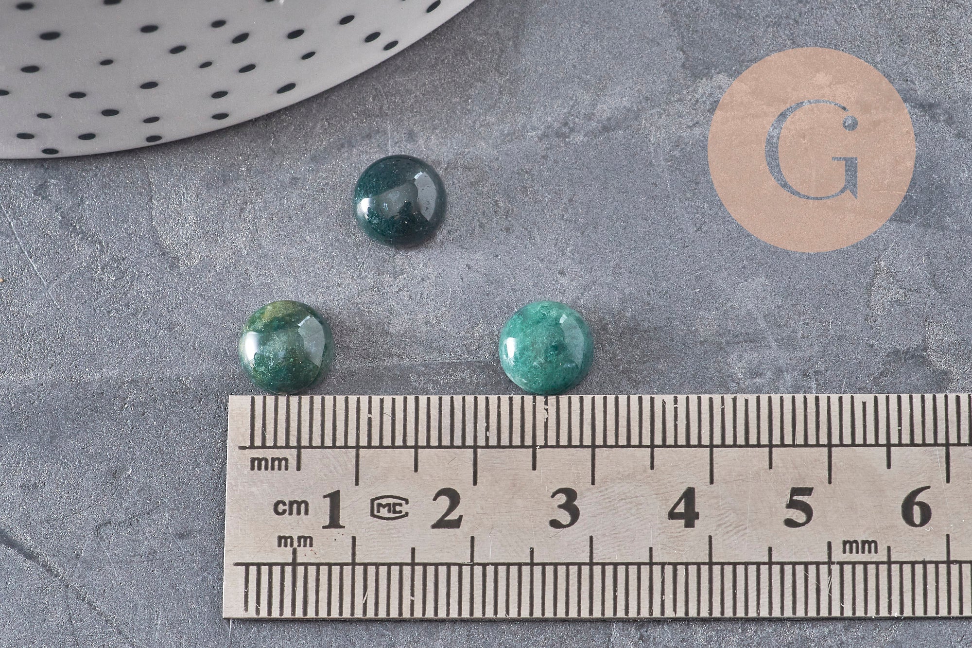 Gingerlily Pierres G11115 cabochon agate mousse verte rond 8mm