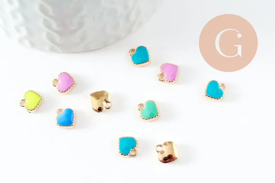 Gingerlily Pendentifs G9708 pendentif cœur émail x10 8 mm
