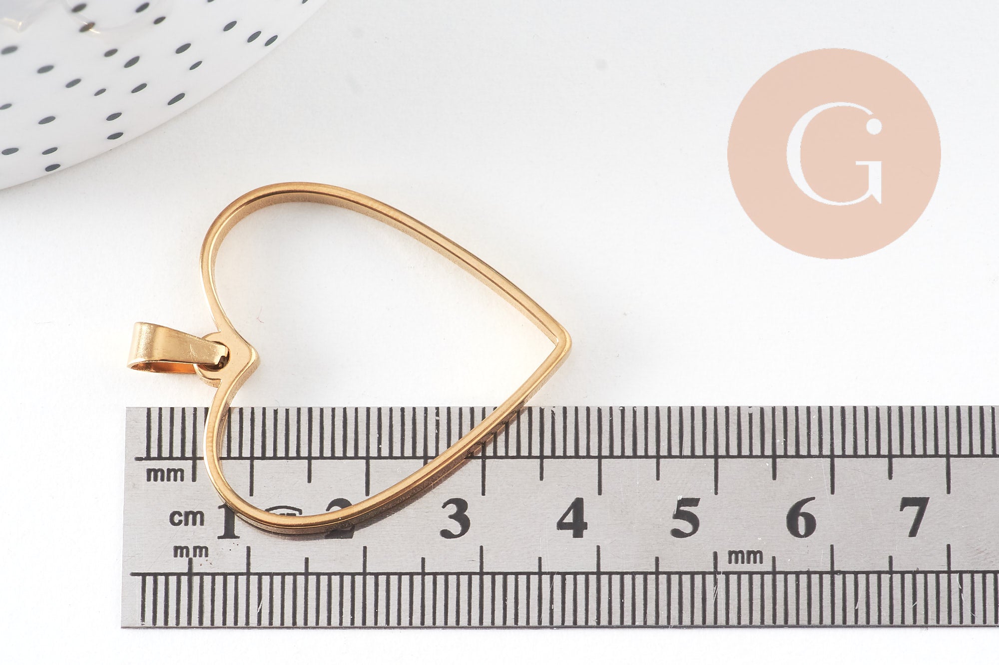 Gingerlily Pendentif cœur doré 33mm acier sans fond
