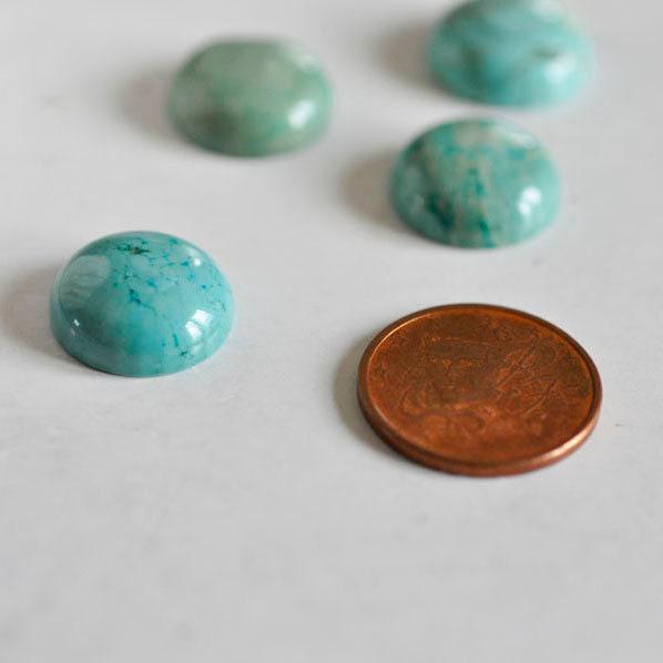 Gingerlily G699 cabochon rond turquoise verte naturelle 16mm