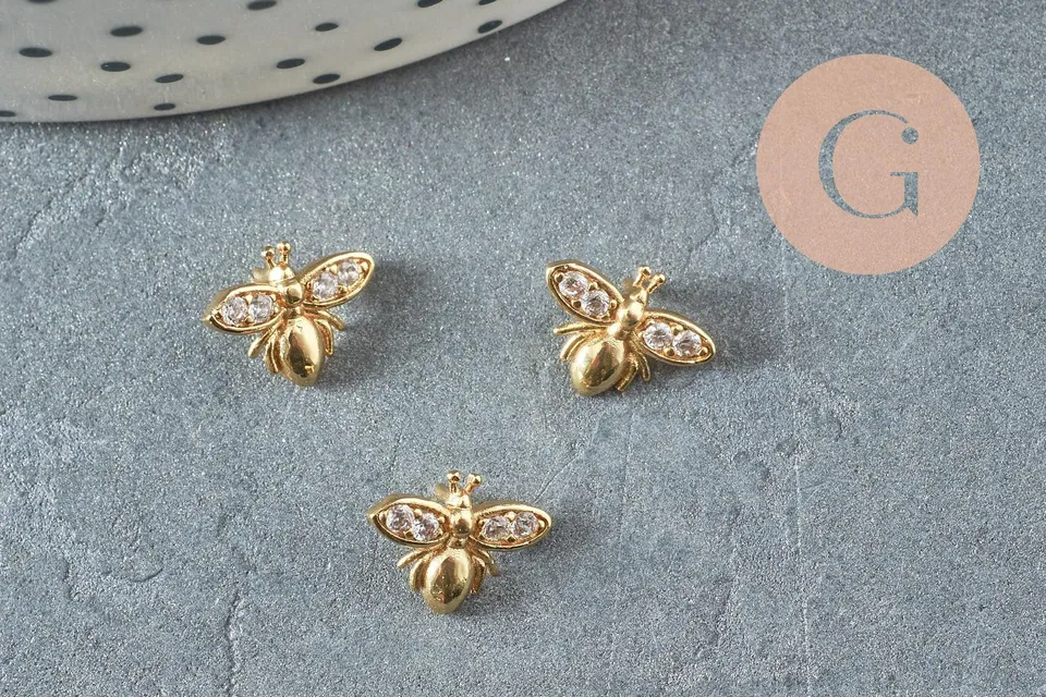 Gingerlily Apprêts G10533 cabochon abeille dorée 10mm x1