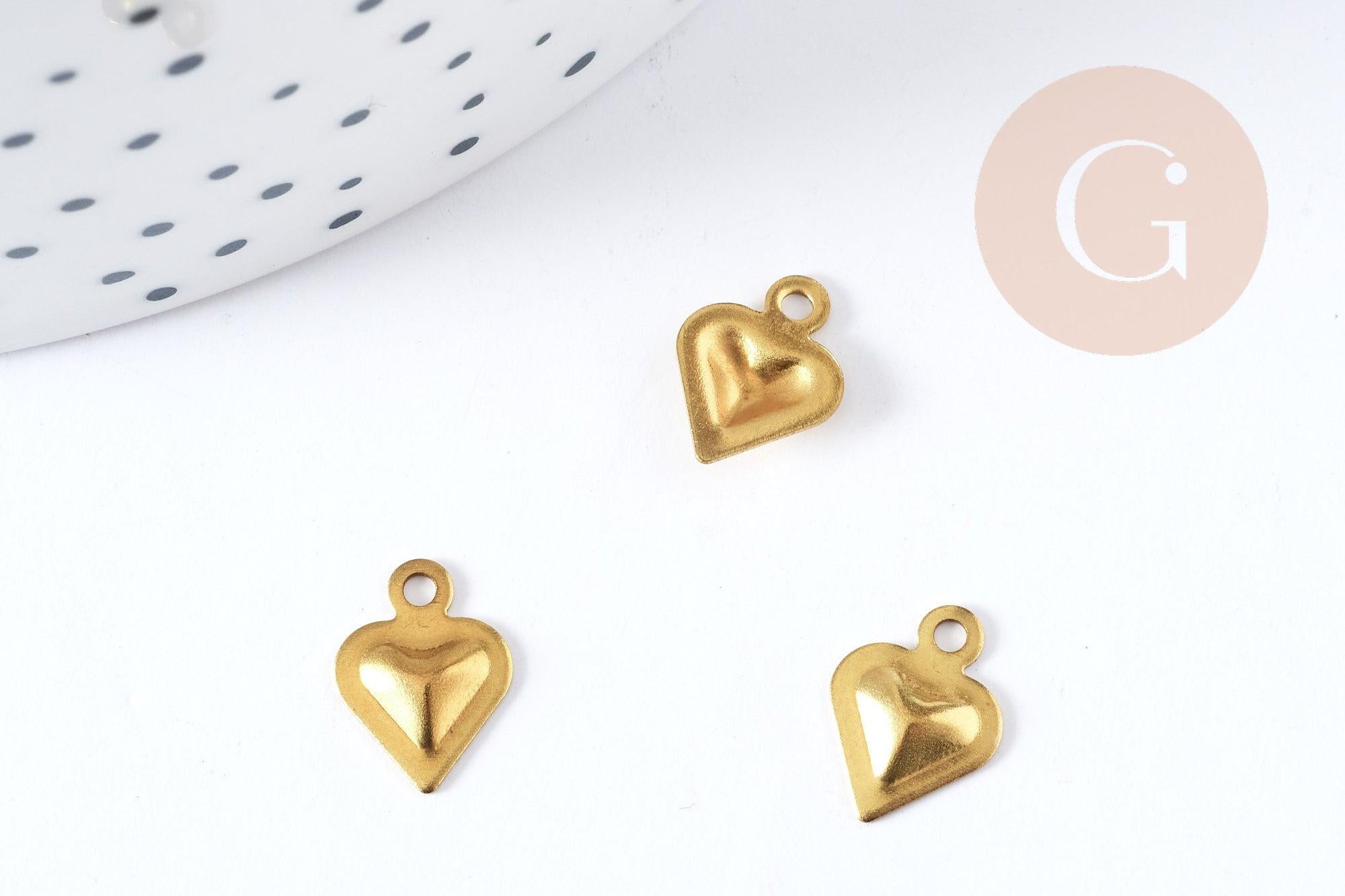 Gingerlily Pendentifs breloque cœur laiton brut 10 mm x5