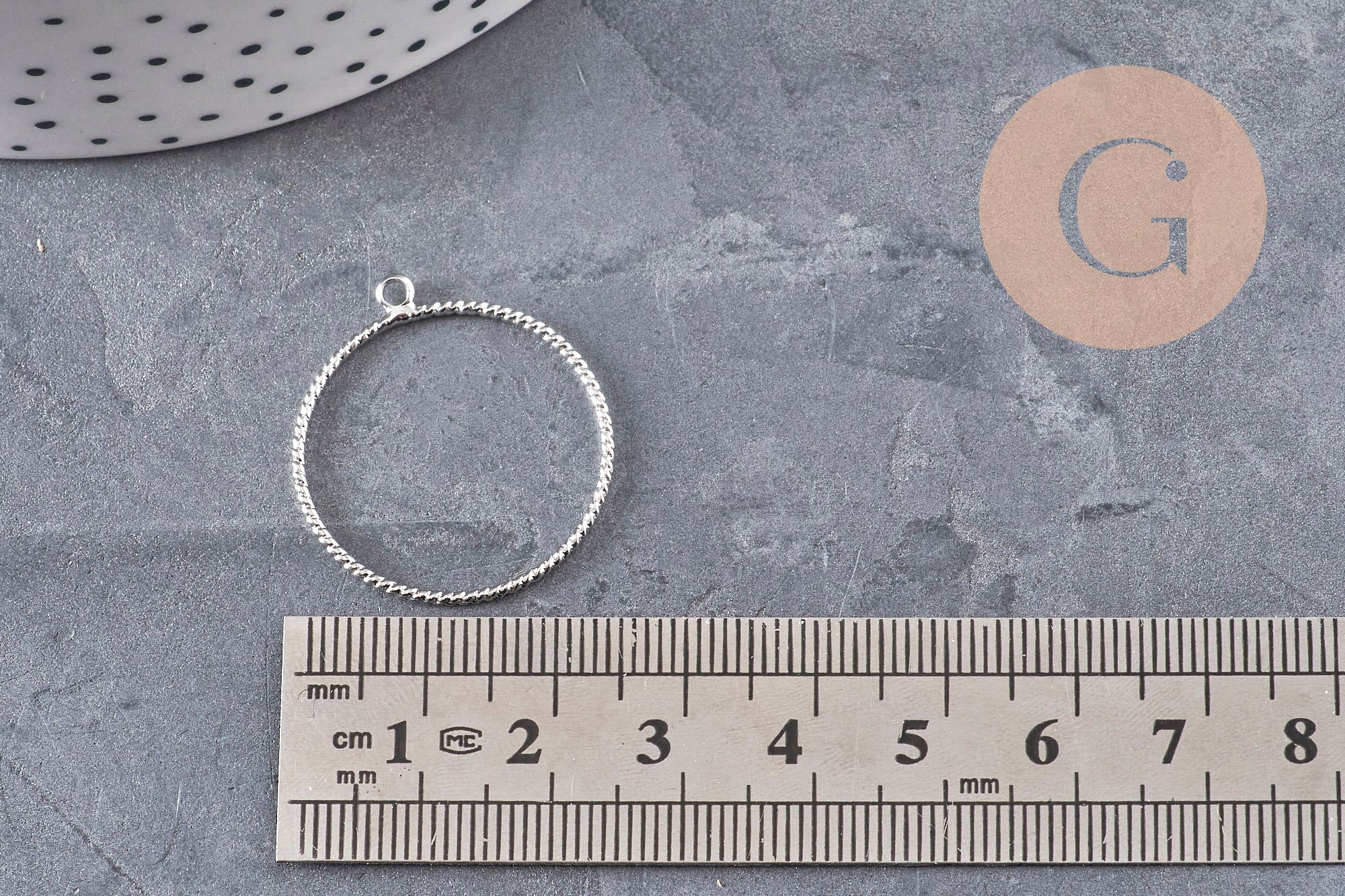 Gingerlily Pendentifs G11135 pendentif rond résine laiton platine 27mm