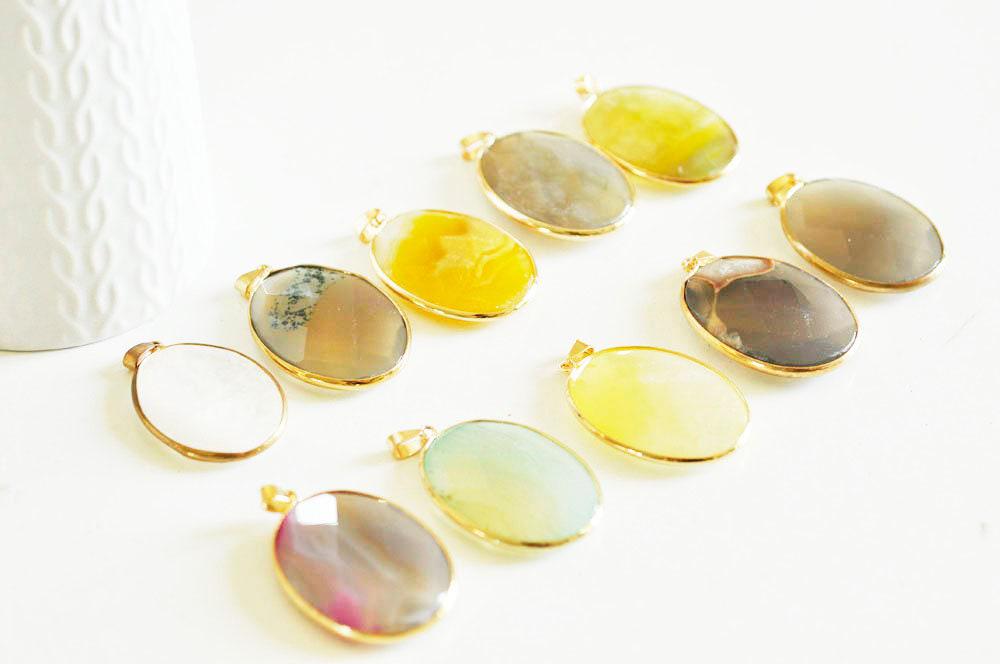 Gingerlily Pendentifs DIY G2043 pendentif agate colorée support doré