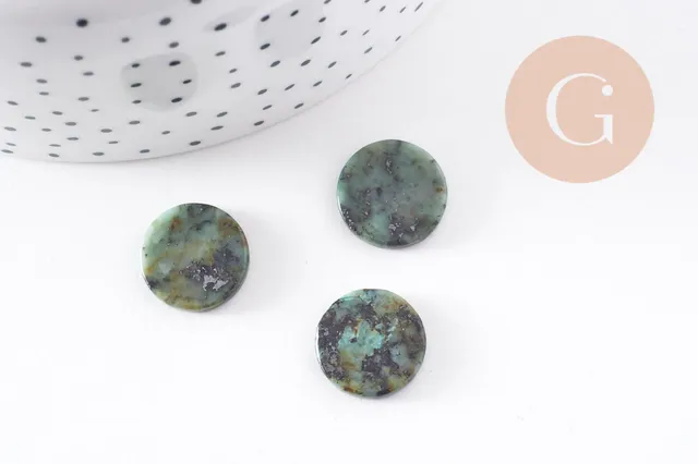 Gingerlily Cabochon disque turquoise africaine 15 mm