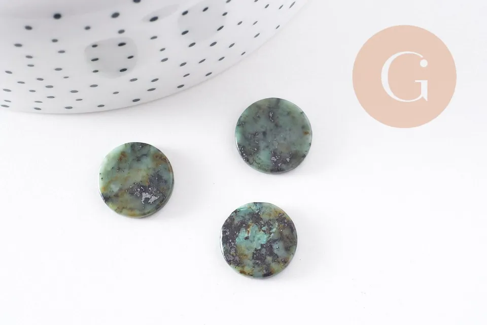 Gingerlily Cabochon disque turquoise africaine 15 mm