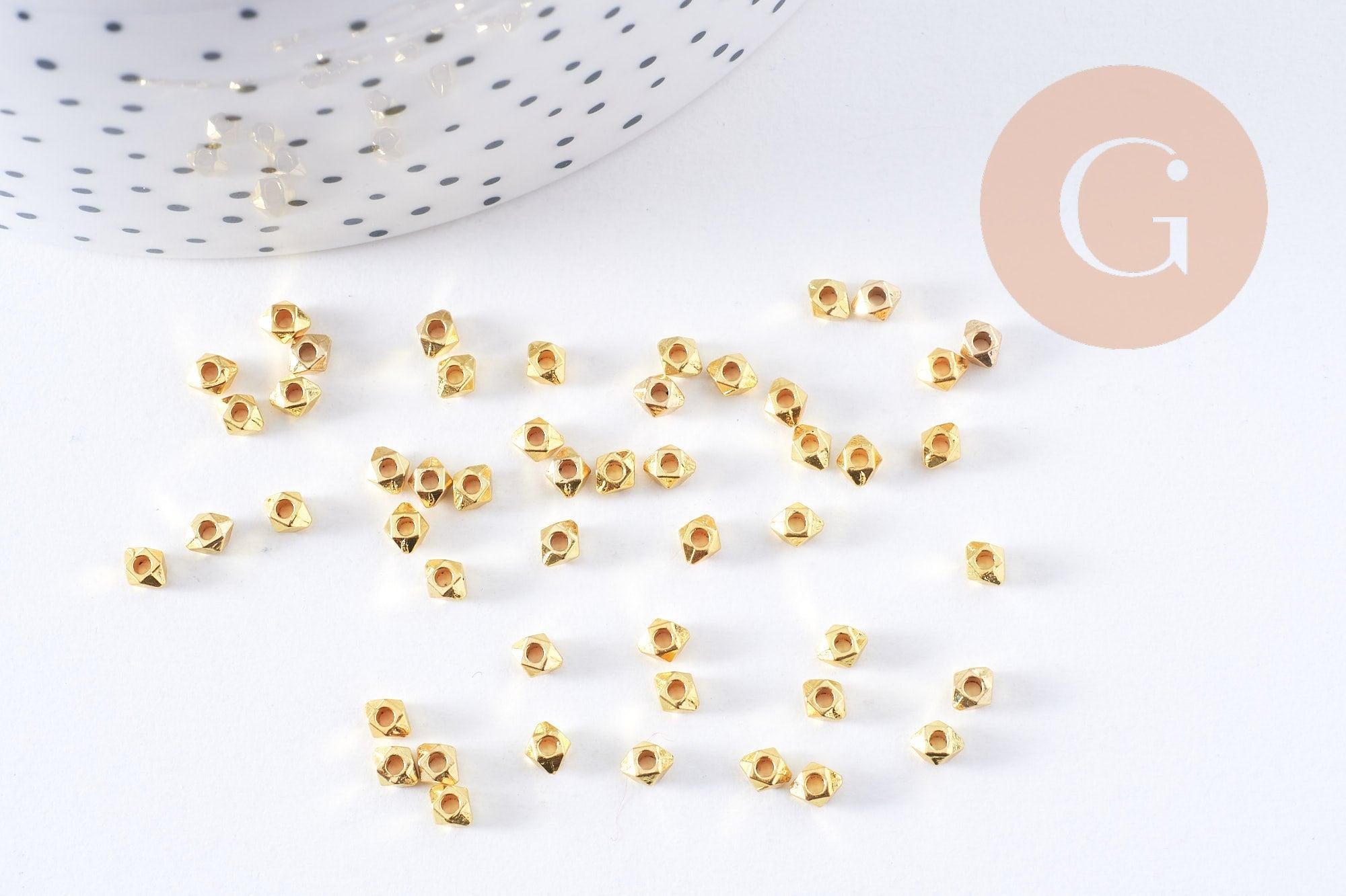 Gingerlily Perles hexagonale zamac doré 4x3.5mm lot 50 facettée