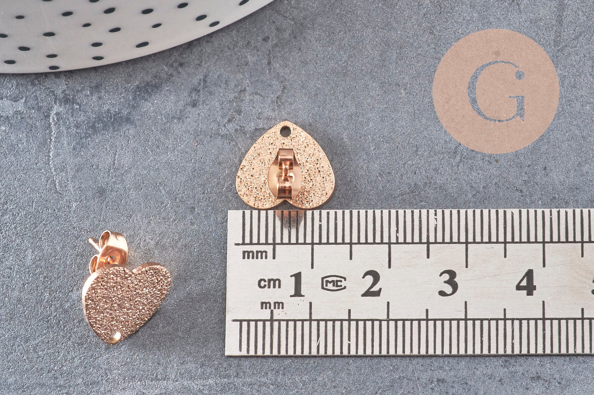 Gingerlily Apprêts G10953 clous coeur or rose 13mm paire