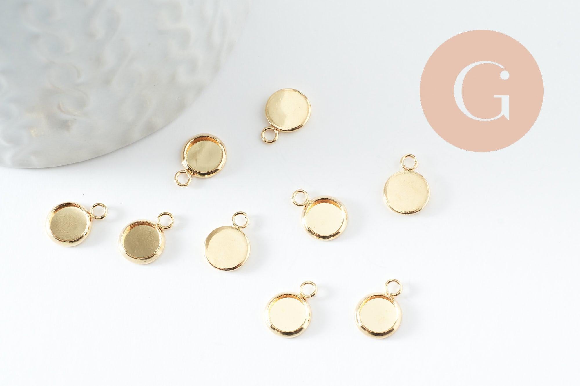Gingerlily Pendentifs G9858 support cabochon rond doré 6mm x2