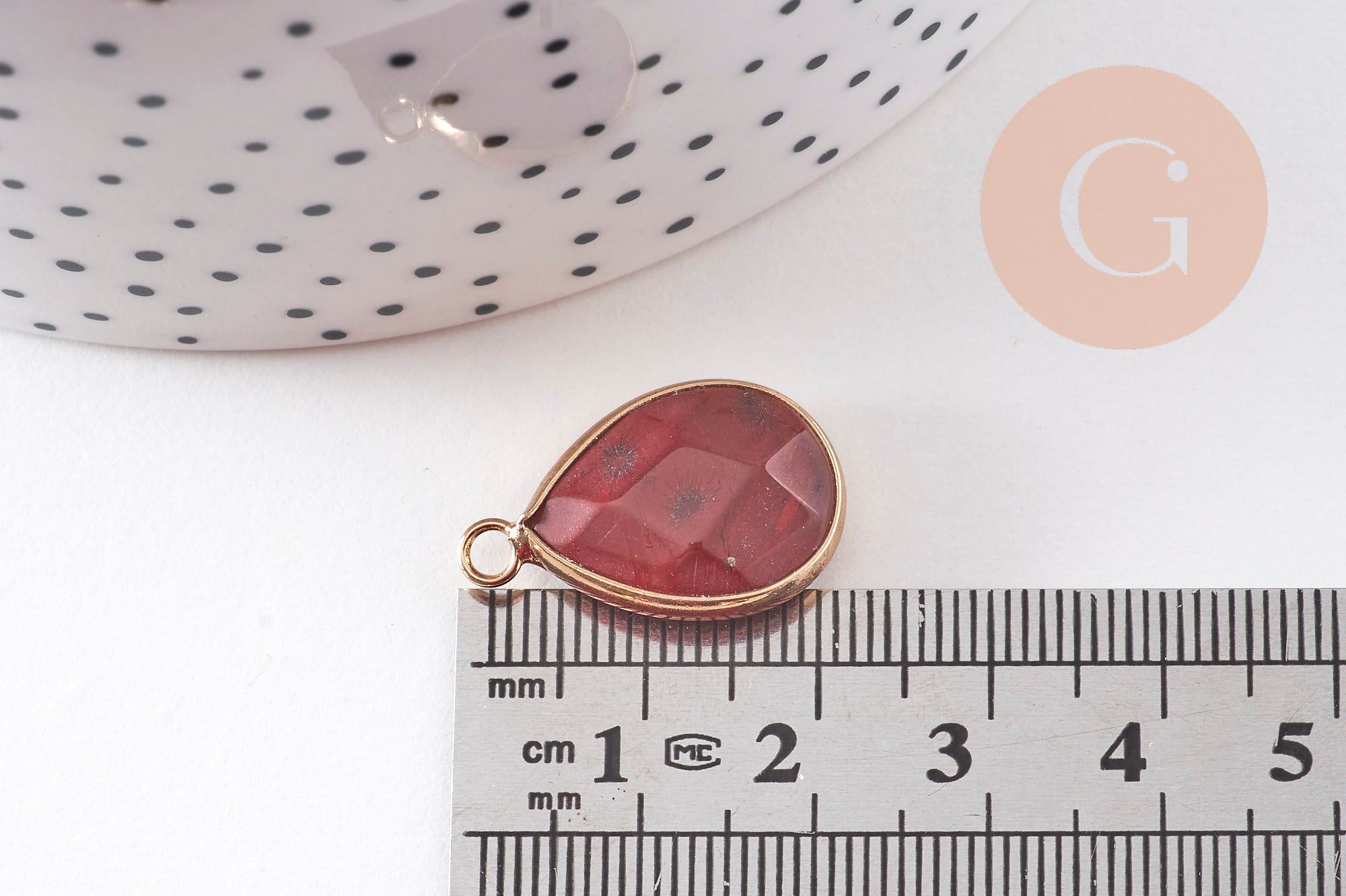 Gingerlily Pendentifs connecteur jaspe rouge 23mm laiton doré