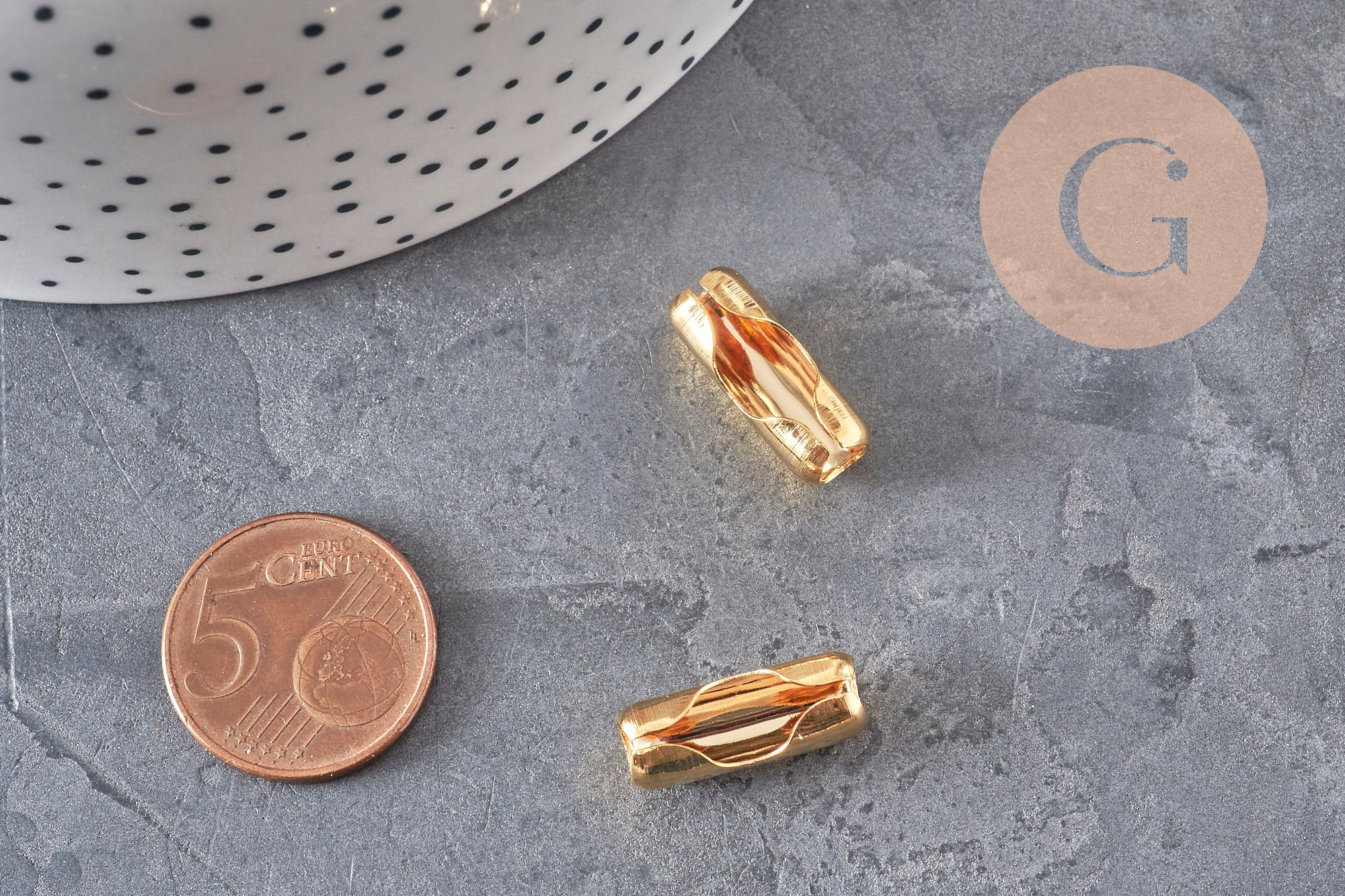Gingerlily Fermoir chaîne à billes acier doré 18,5mm lot 10