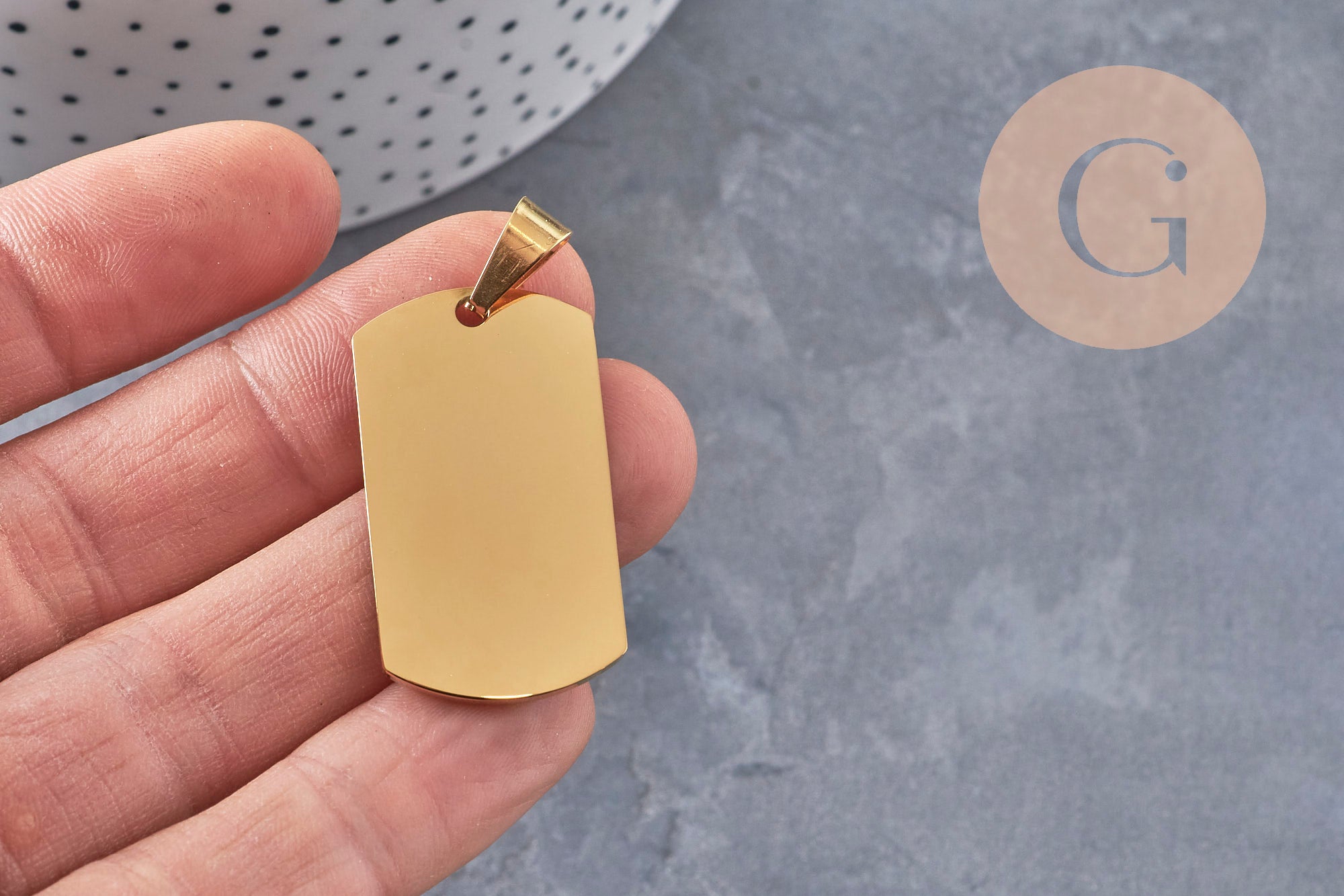Gingerlily Pendentifs rectangle G10970 médaille doré à graver