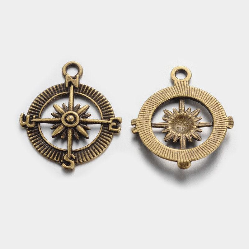 Gingerlily Pendentifs Boussole pendentif bronze 2,3 cm x5