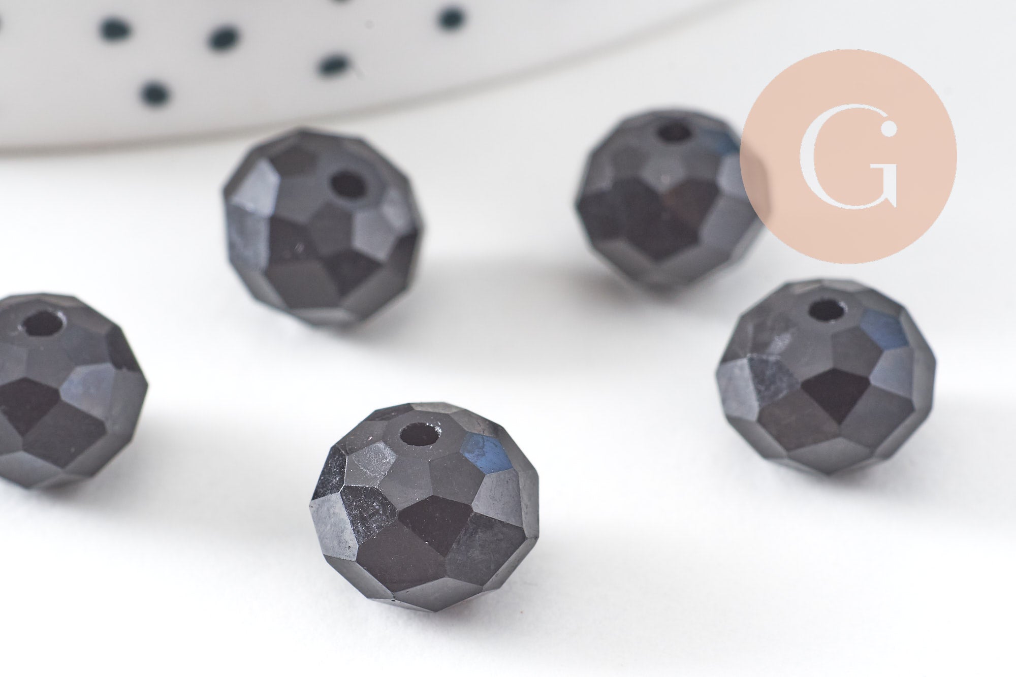 Gingerlily cristal perles noires facettées 10mm x10