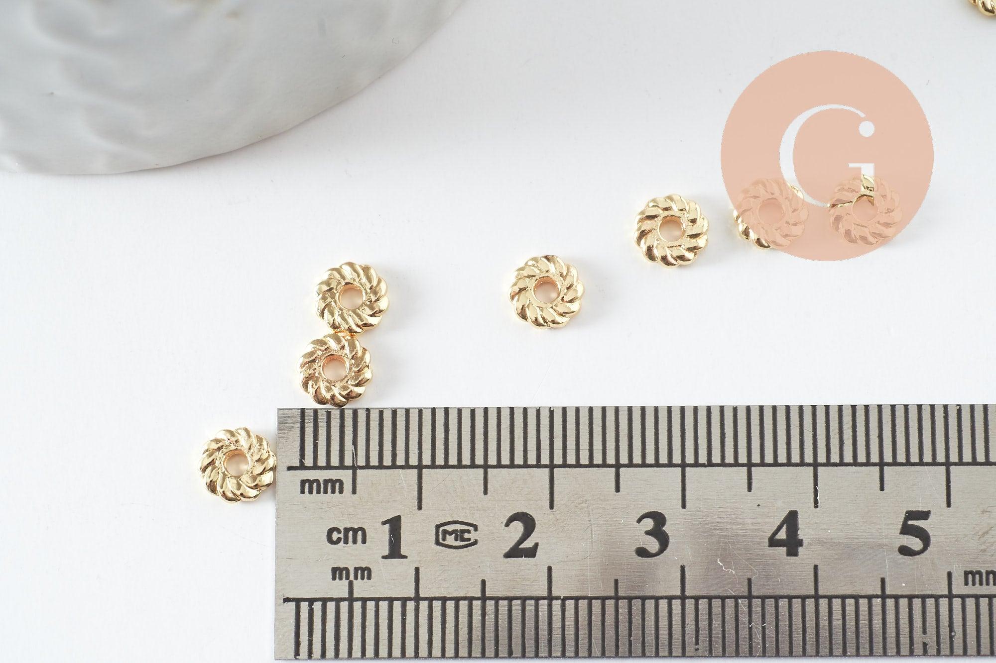 Gingerlily Perles G9545 rondelle striée dorée 6mm lot 20