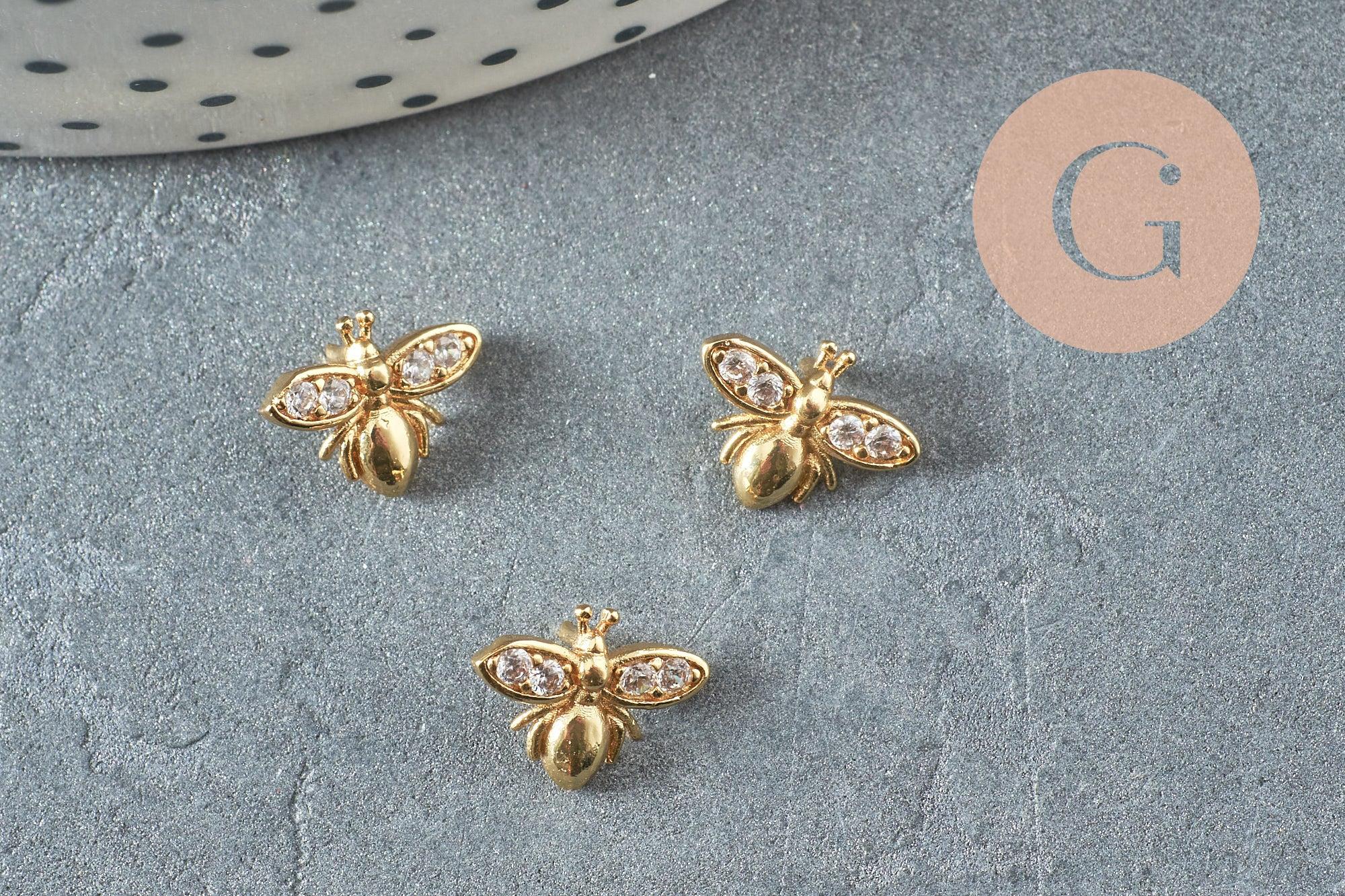 Gingerlily Apprêts G10533 cabochon abeille dorée 10mm x1