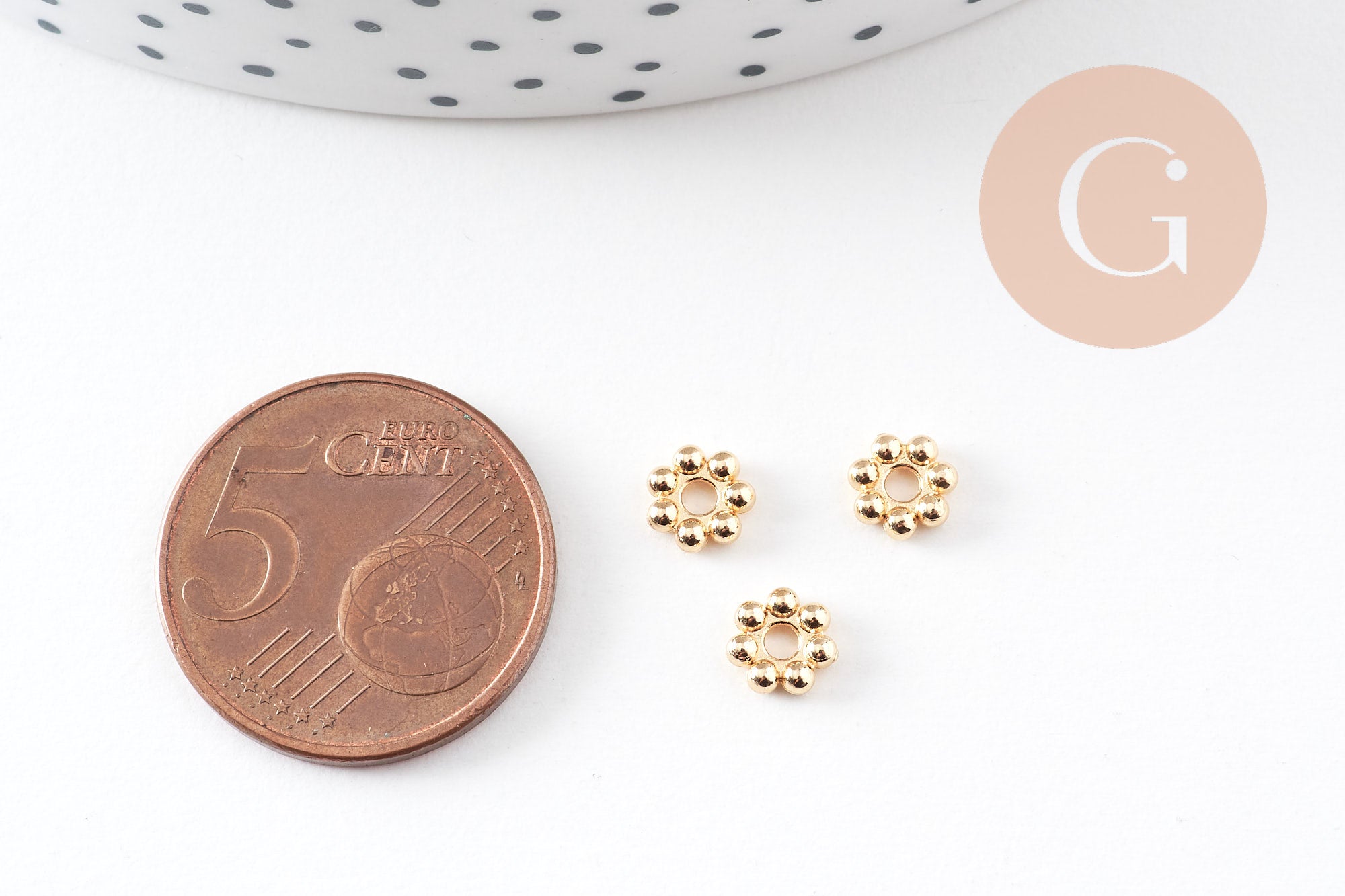 Gingerlily Perles rondelles fleurs G10905 perles intercalaires doré 6mm x10
