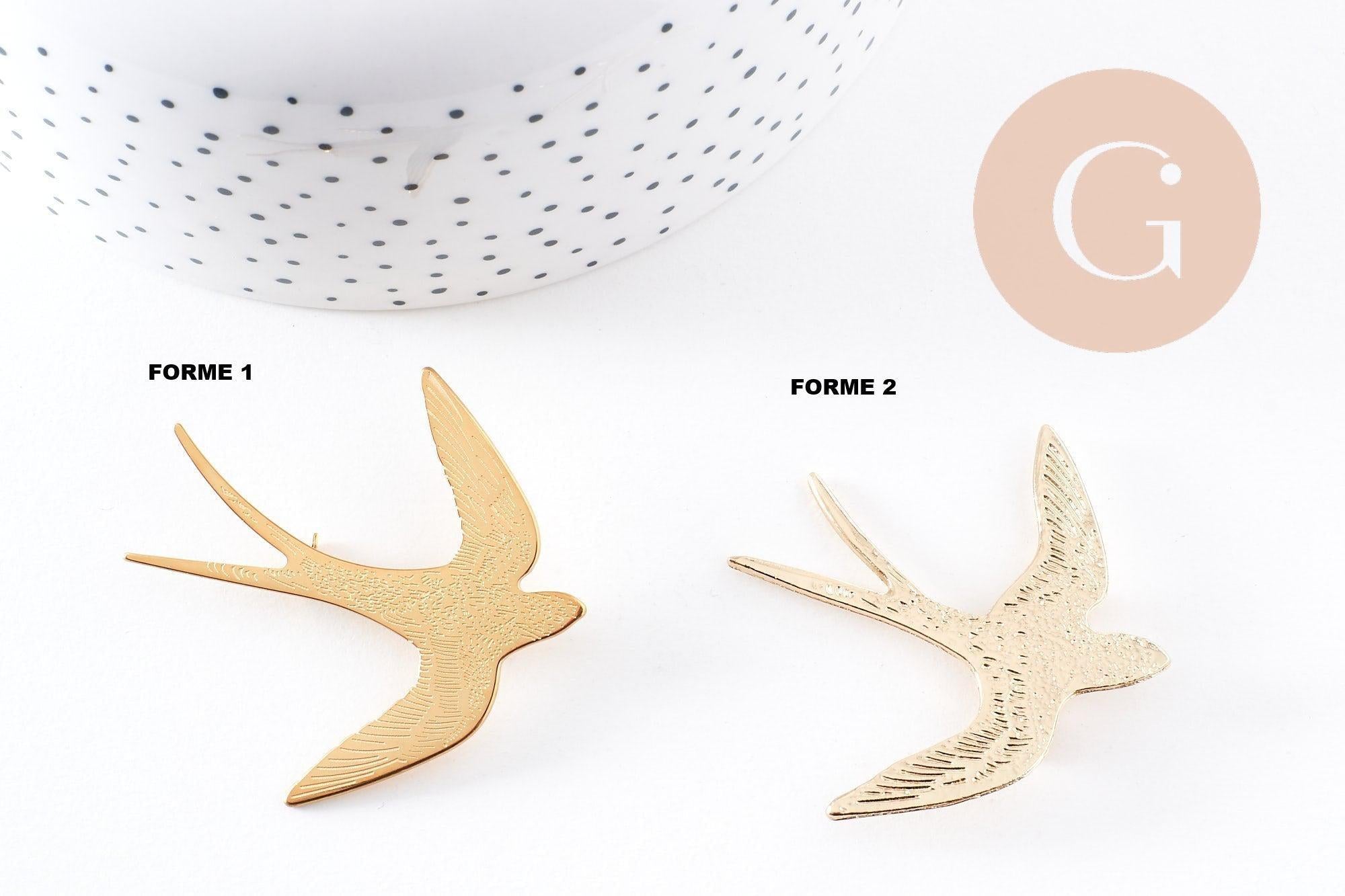 Gingerlily broche hirondelle broche acier doré 52mm x1