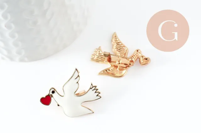 Gingerlily Broches et pin's Broche colombe G9460 doré 29mm x1