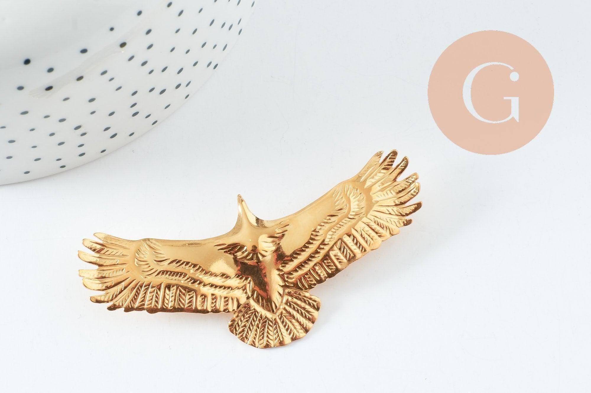 Gingerlily aigle G9746 broche acier doré 30mm x1