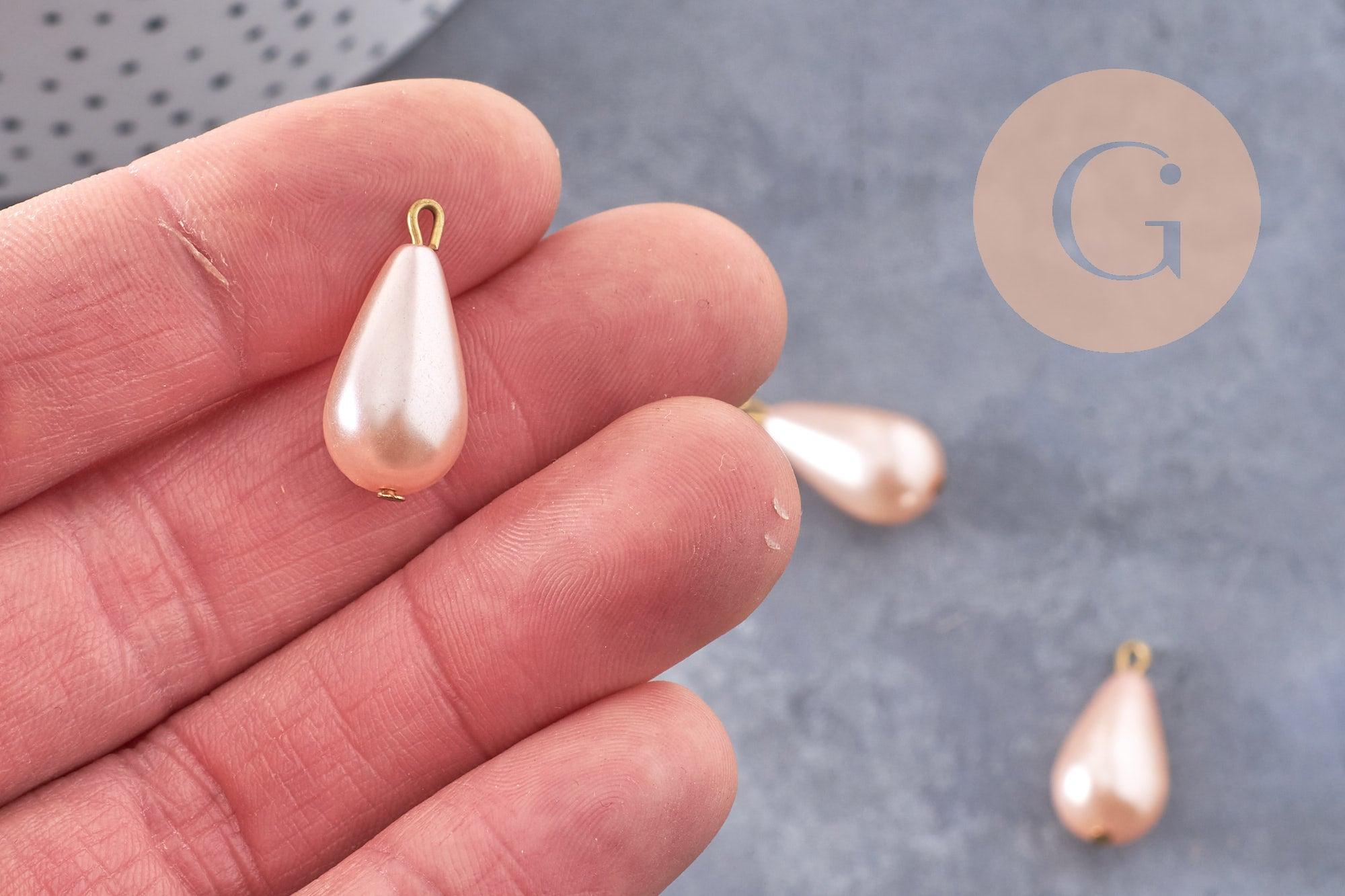Gingerlily pendentif goutte imitation perle rose 21mm G10150