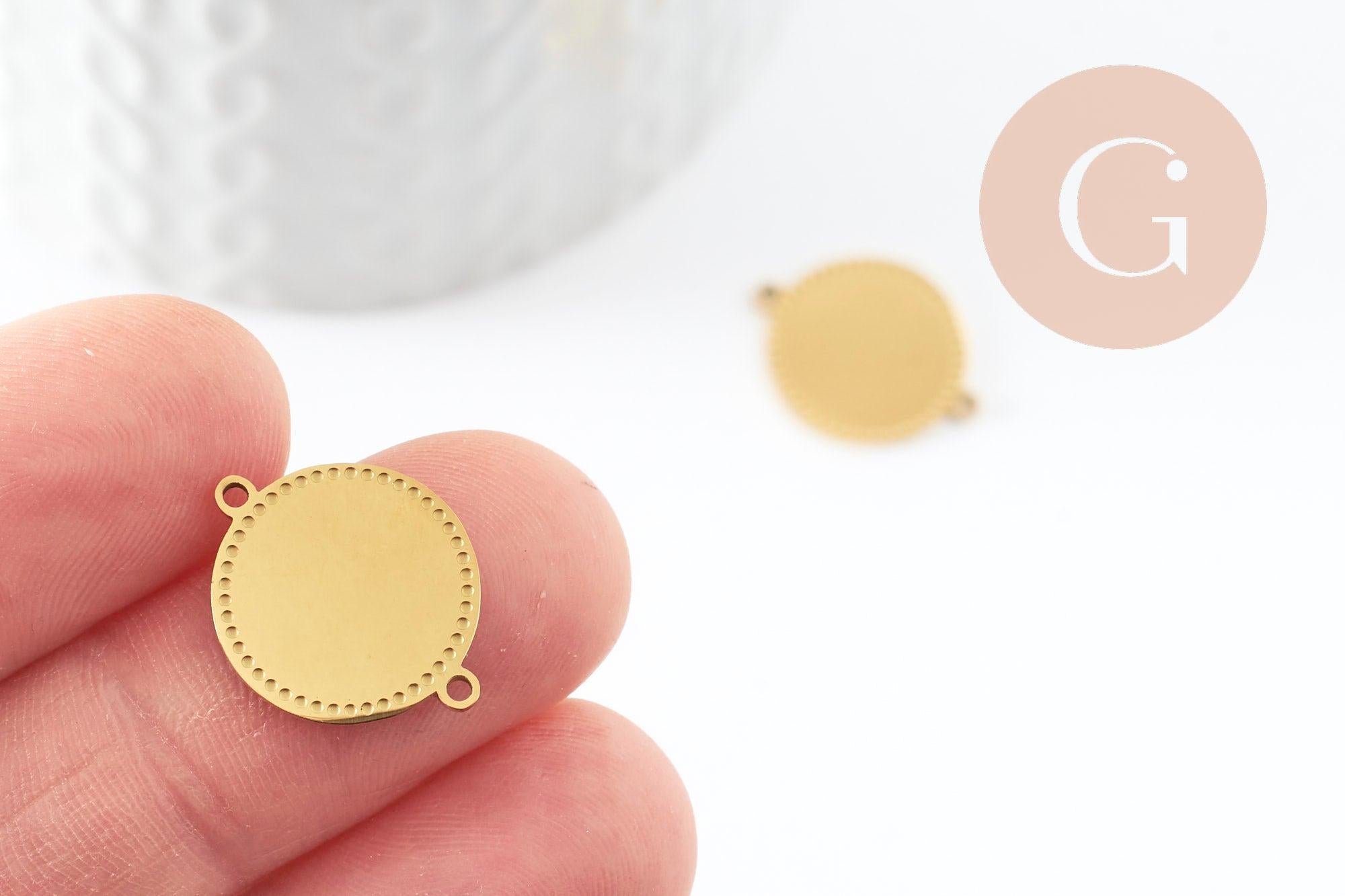 Gingerlily Perles G10184 pendentif rond doré pointillé 19mm