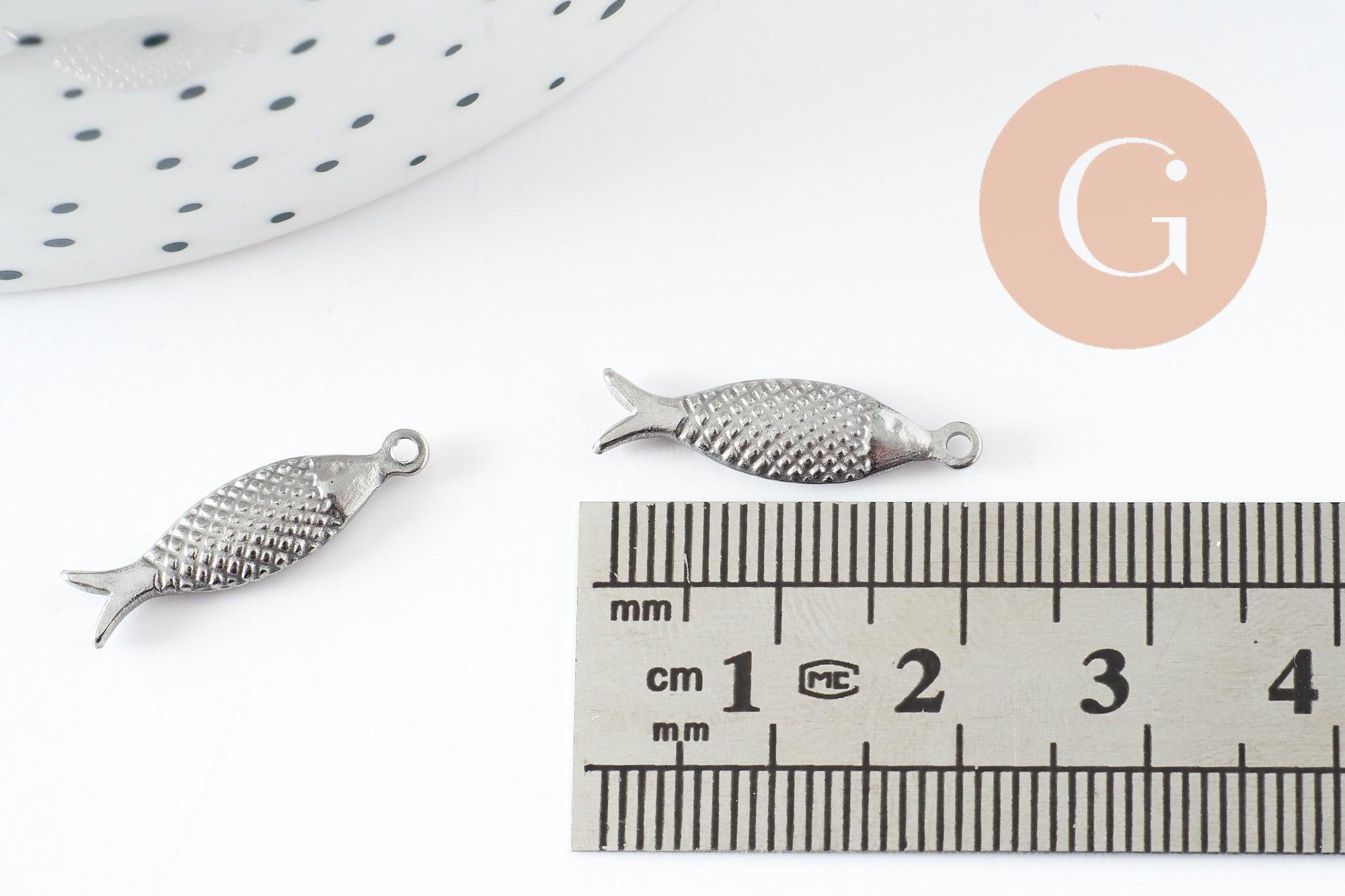 Gingerlily Breloque poisson G9536 acier inoxydable 21mm x1