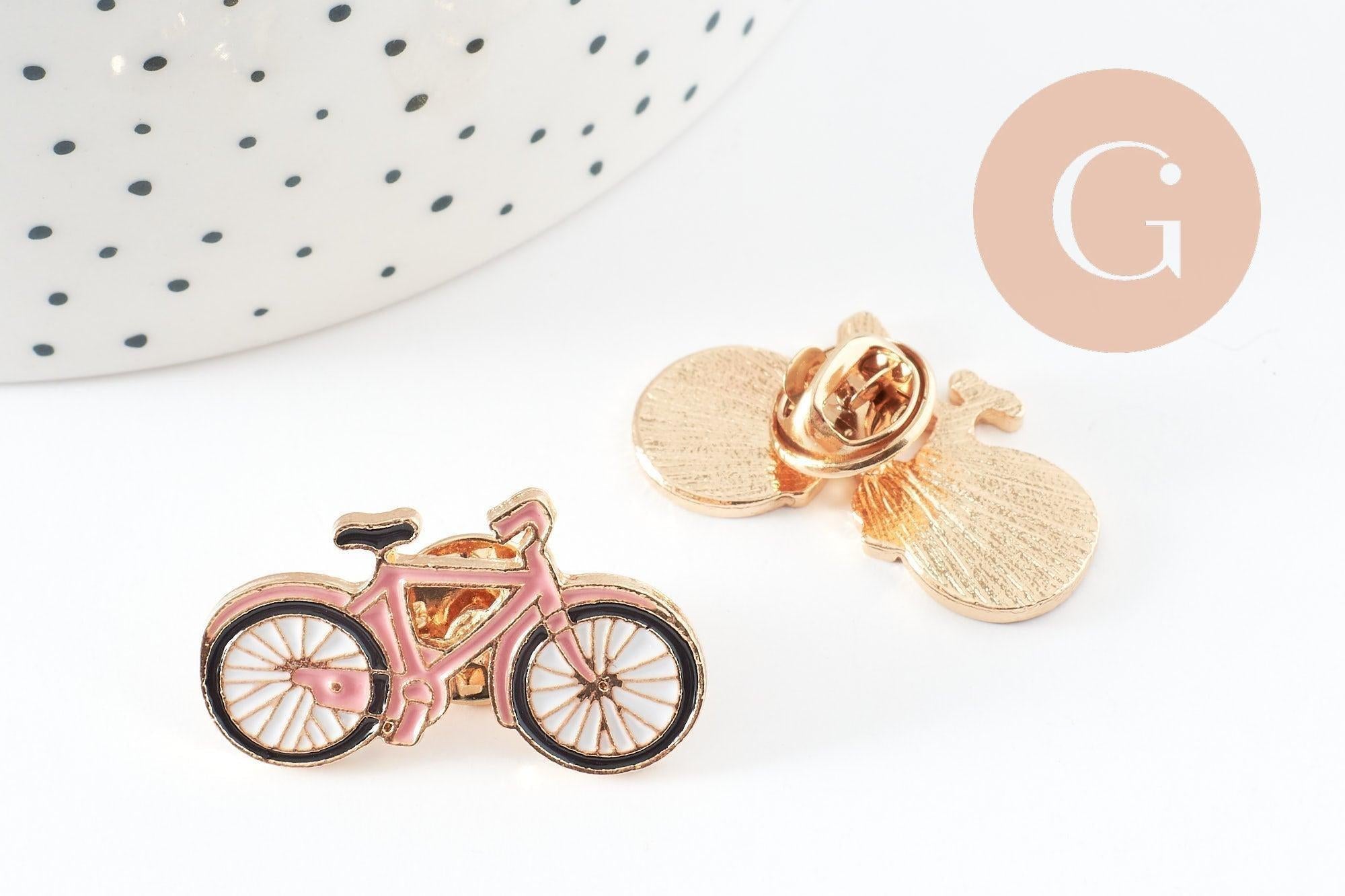 Gingerlily G9537 broche pin’s vélo rose émaillé 31,5mm x1