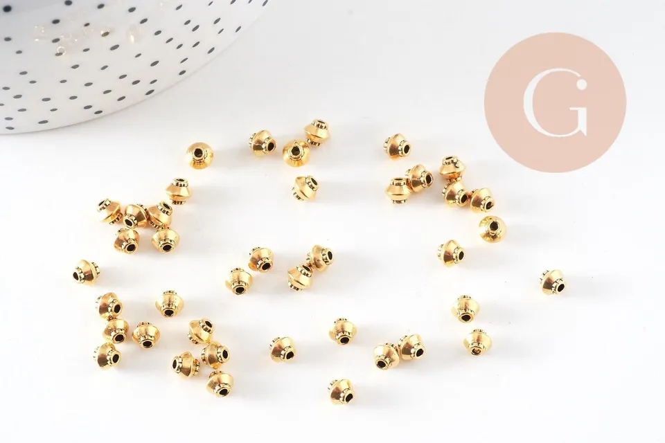 Gingerlily Perles rondelles zamac doré 5mm x50 style tibétain
