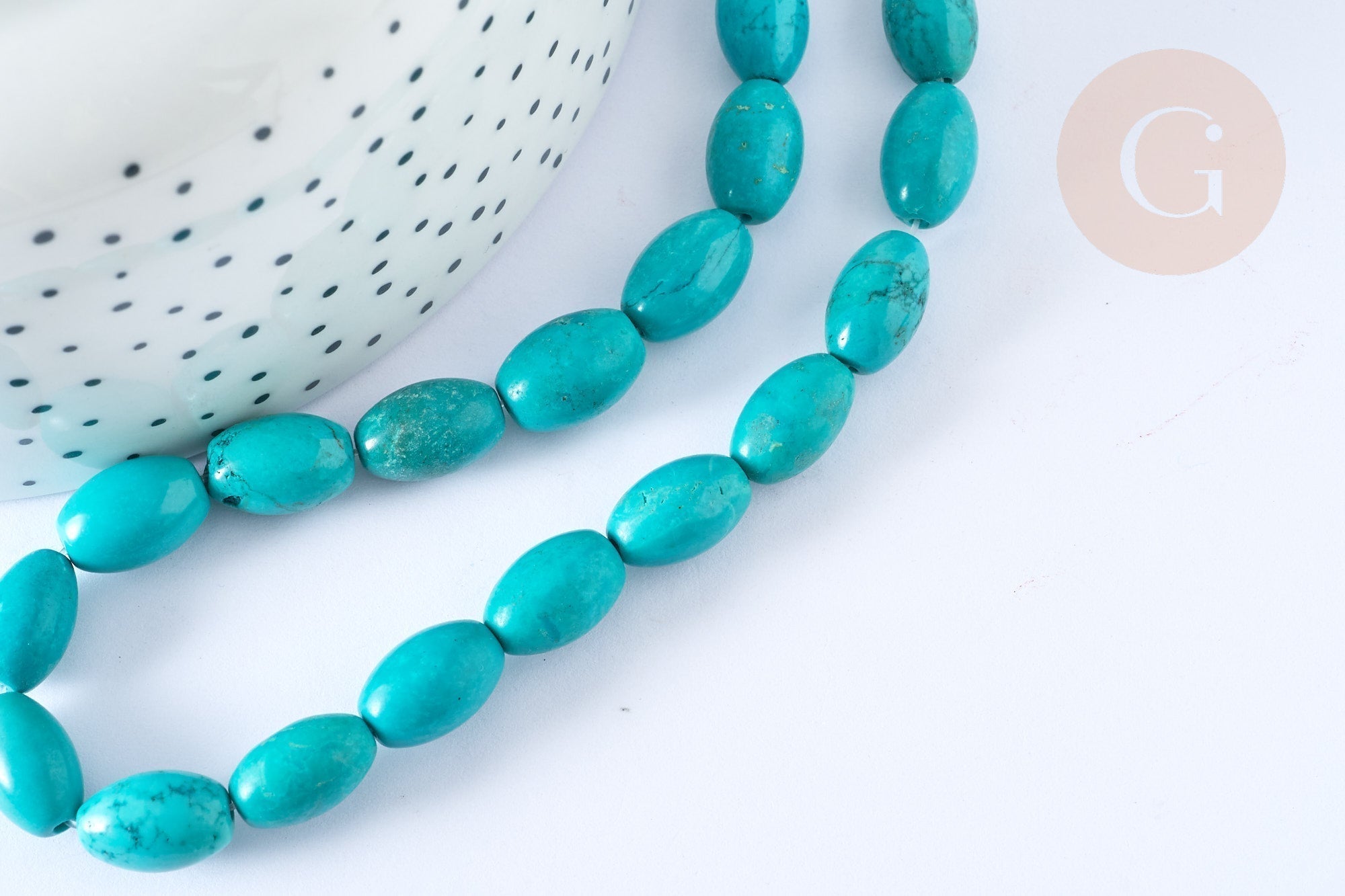 Gingerlily Perles Howlite G8743 perle ovale turquoise foncé 12mm x5