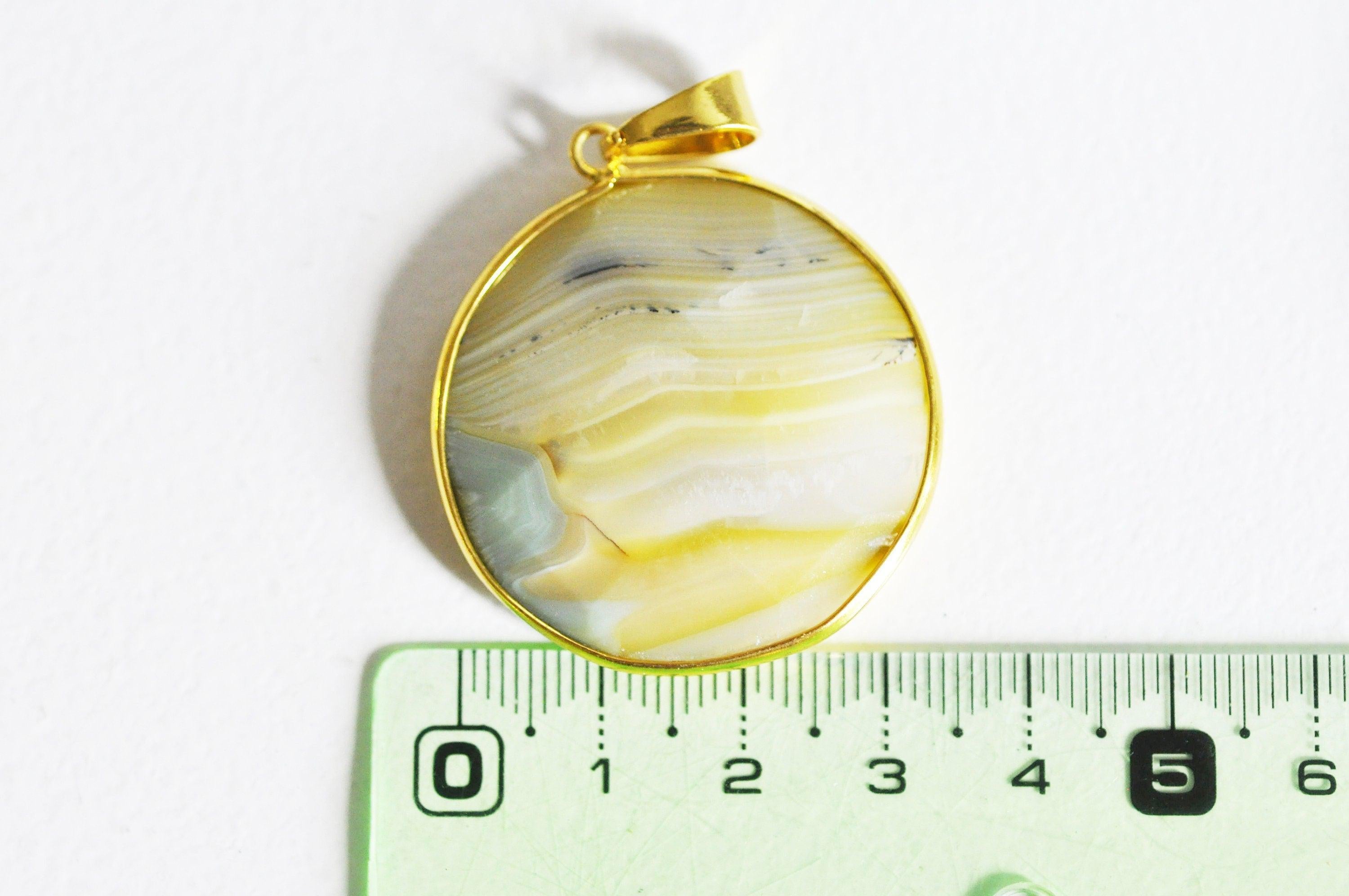 Gingerlily Pendentifs agate pendentif pierre doré goutte jaune 56mm
