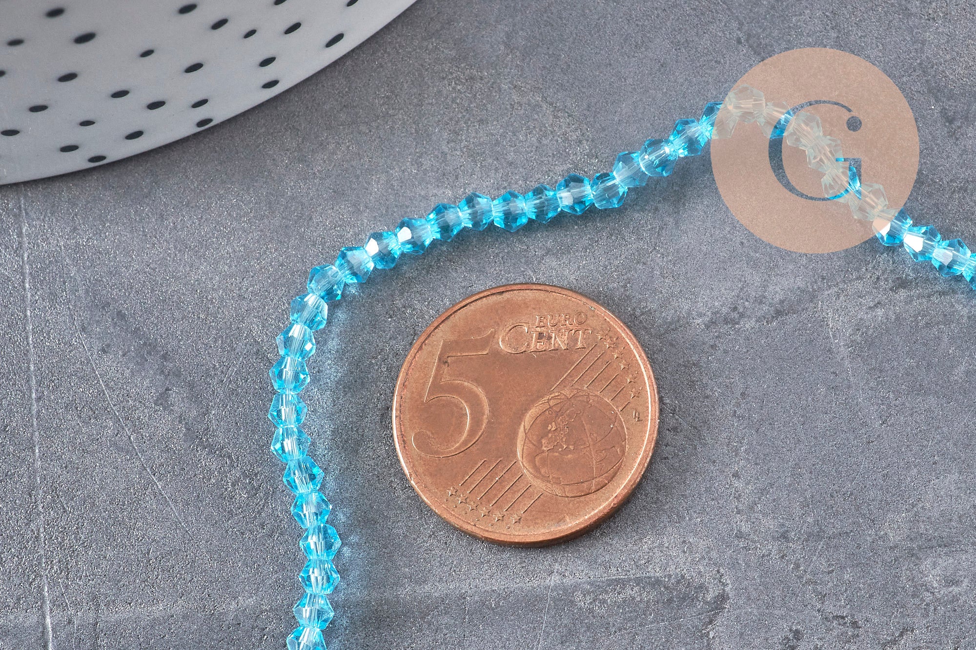 Gingerlily Perles toupies cristal bleu 3mm fil 38cm