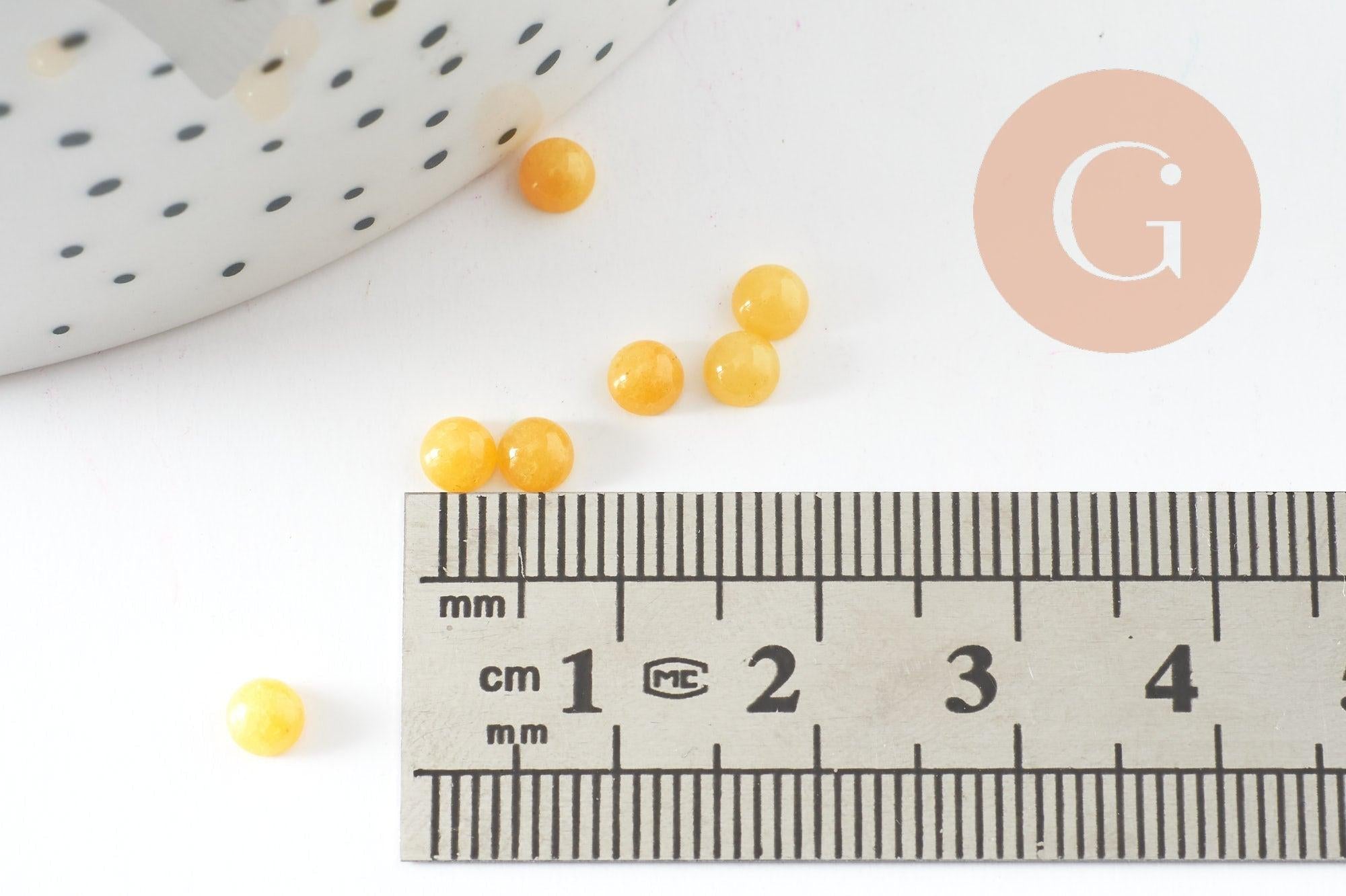 Gingerlily cabochon jade jaune rond 4 mm x1