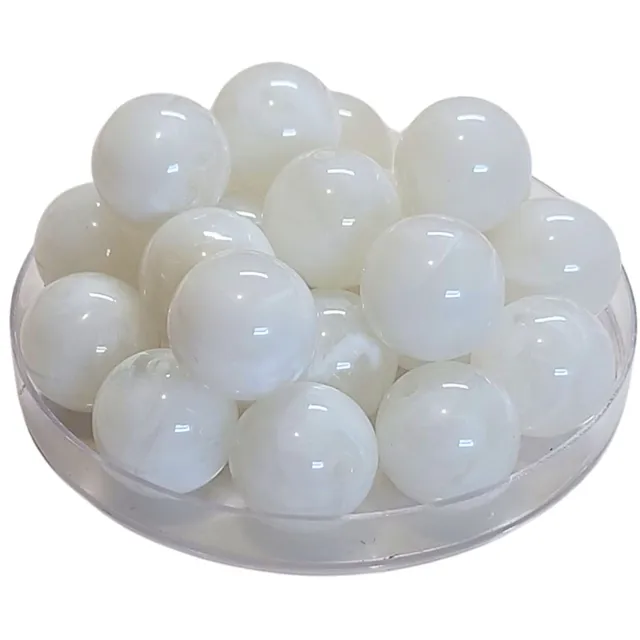 ARTSHOP Boules 20MM perle acrylique quartz blanc marbré x1