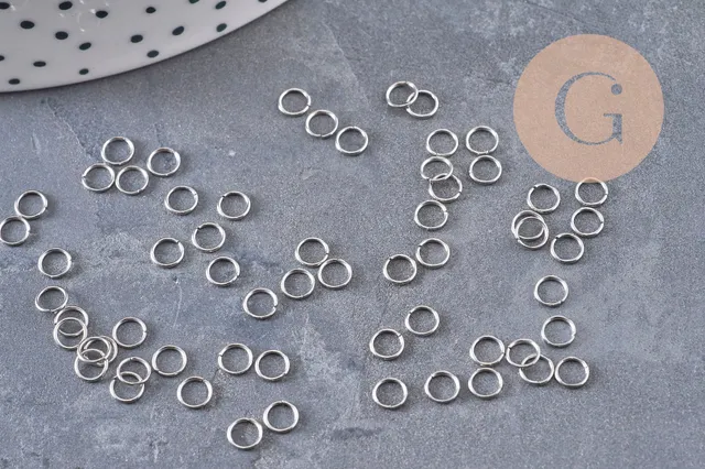 Gingerlily Apprêts anneaux jonction acier platine 4mm 1g