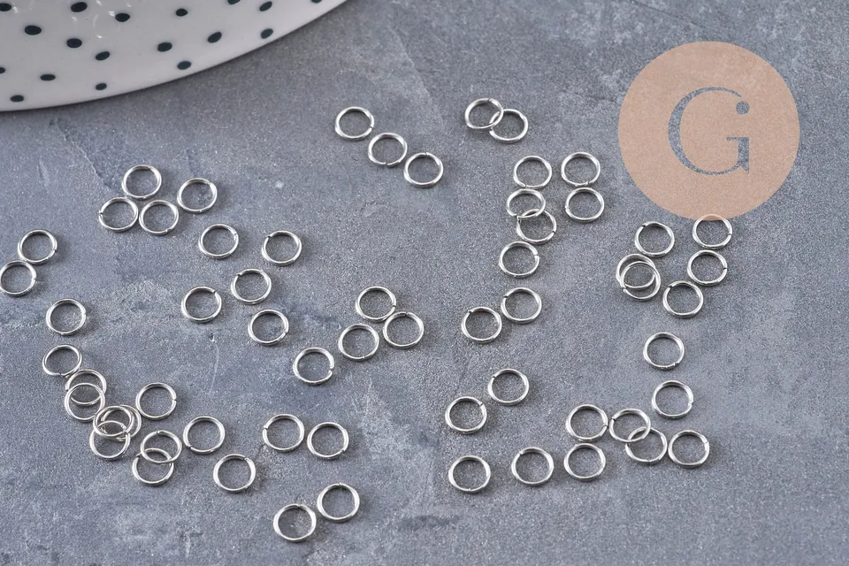 Gingerlily Apprêts anneaux jonction acier platine 4mm 1g